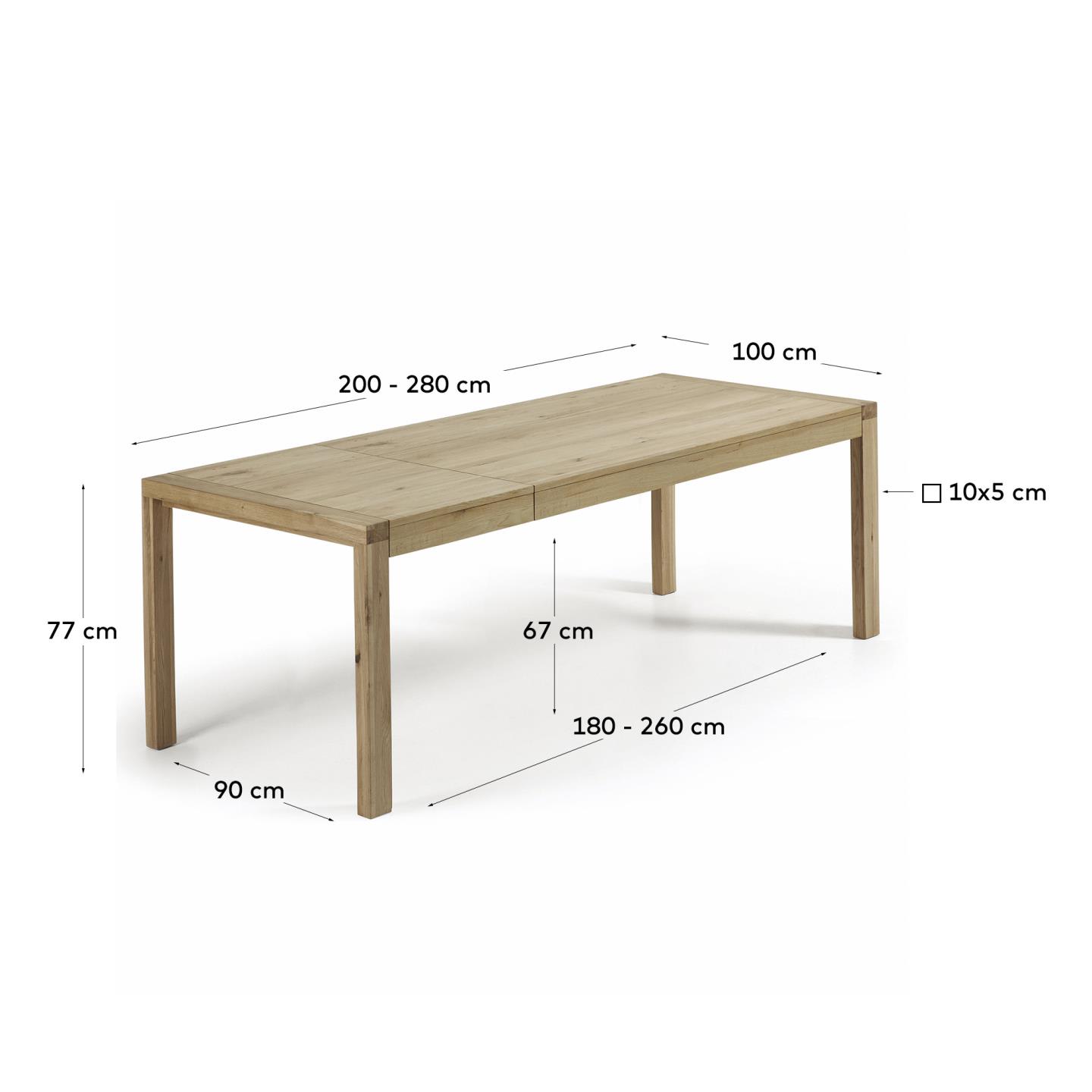 Briva Ausziehtisch aus Eichenfurnier mit natürlichem Finish 200 (280) x 100 cm in Braun präsentiert im Onlineshop von KAQTU Design AG. Esstisch ist von Kave Home