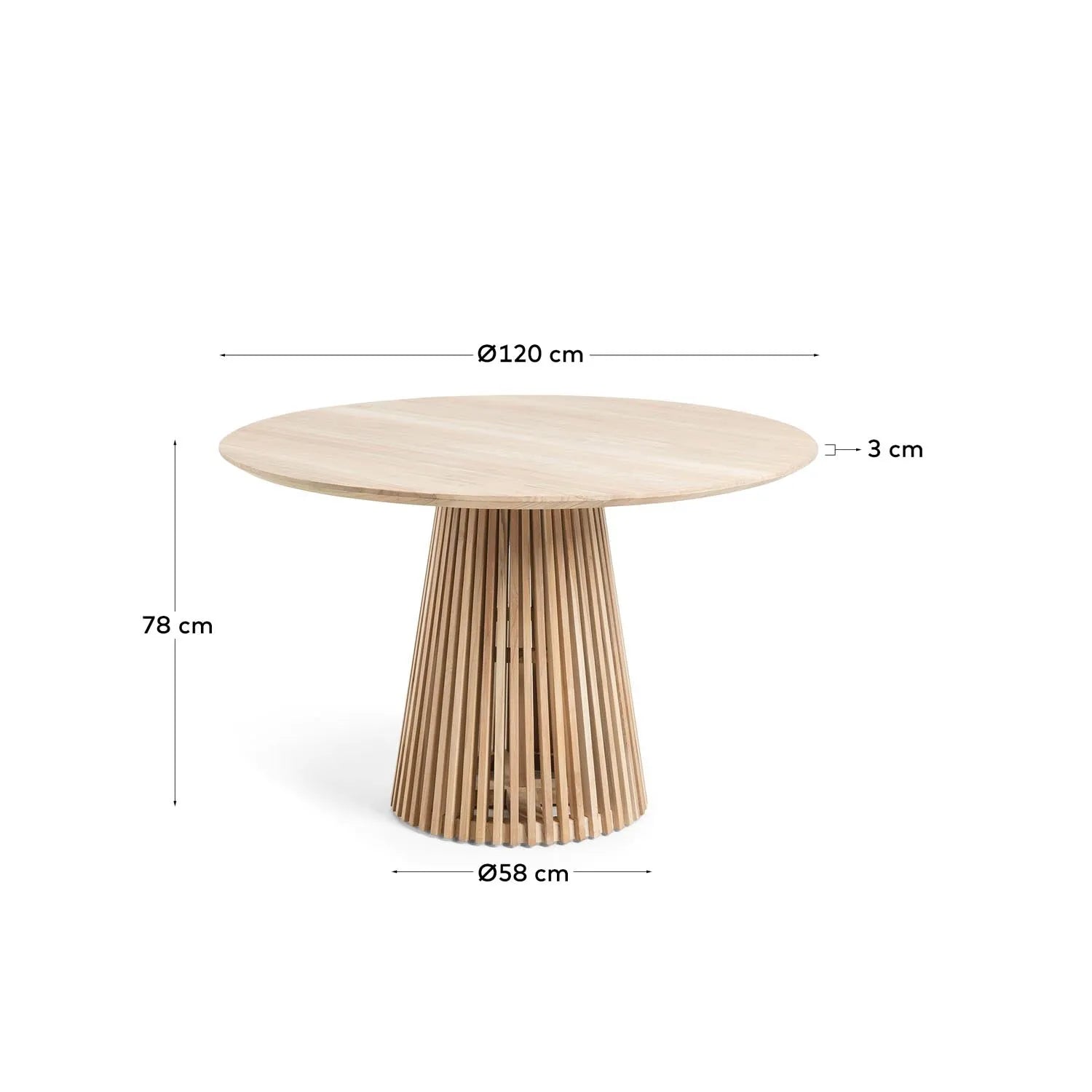 Jeanette runder Tisch aus massivem Teakholz Ø 120 cm in Natur präsentiert im Onlineshop von KAQTU Design AG. Gartentisch ist von Kave Home