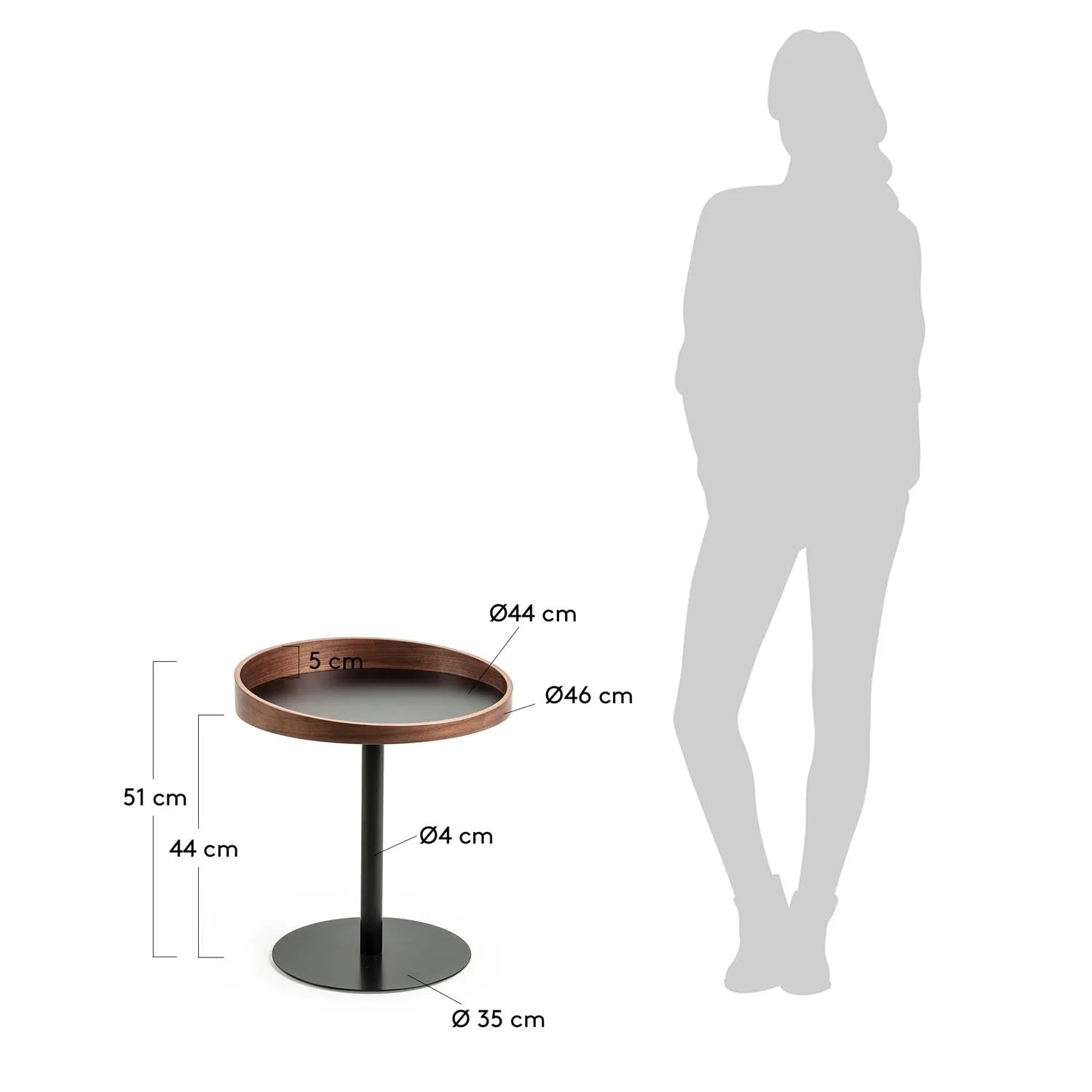 Kaori Beistelltisch Ø 46 cm in Natur, Schwarz präsentiert im Onlineshop von KAQTU Design AG. Beistelltisch ist von Kave Home