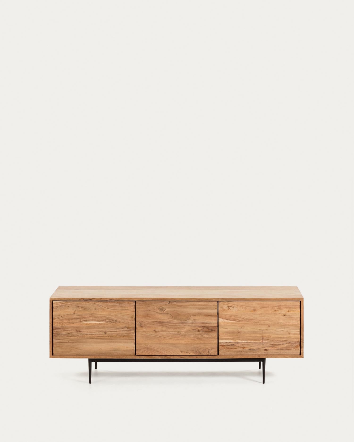 Delsie TV-Schrank 3 Türen aus massivem Akazienholz und Stahl in Schwarz 147 x 50 cm in Braun präsentiert im Onlineshop von KAQTU Design AG. Sideboard ist von Kave Home