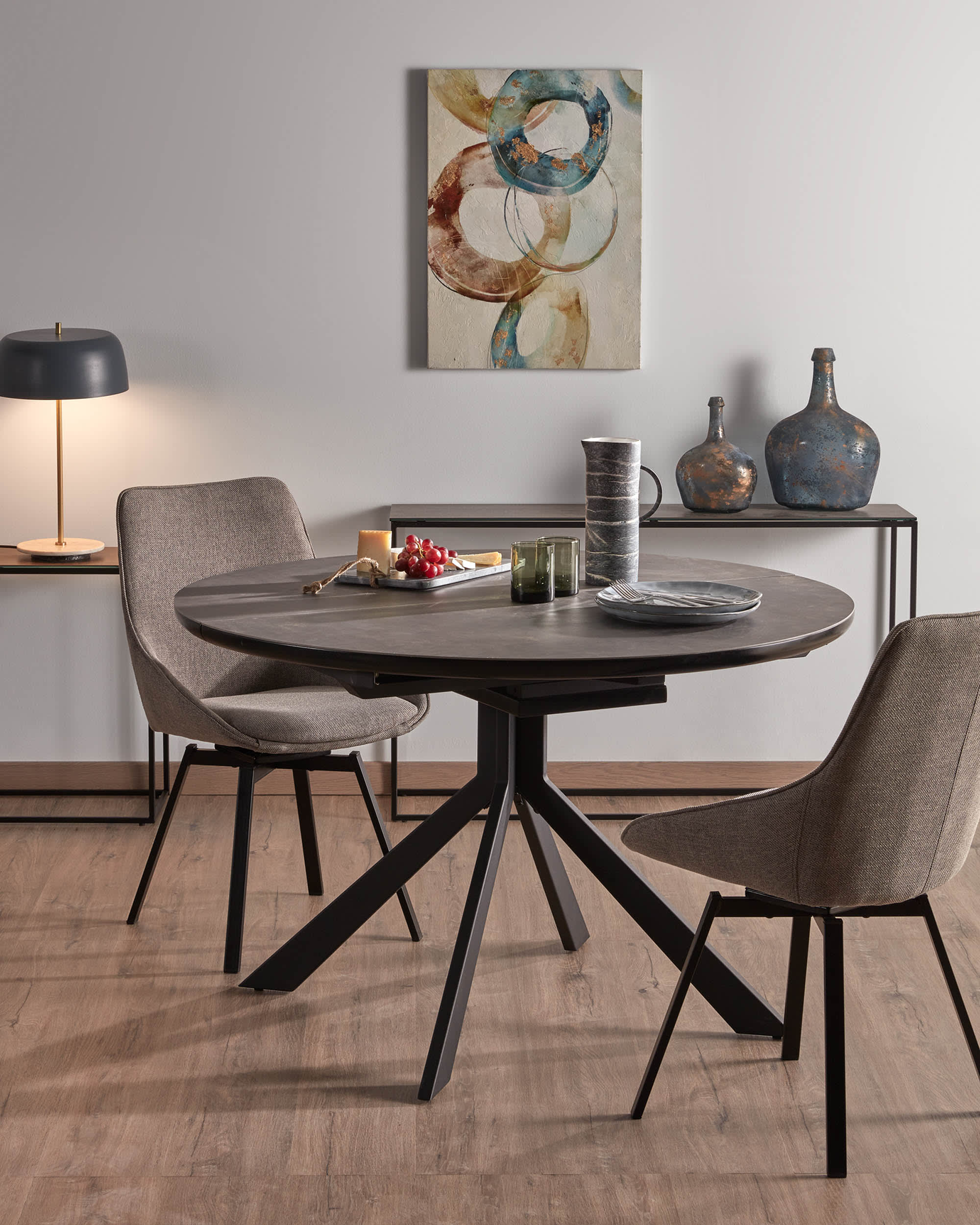 Rewena Beistelltisch Feinsteinzeugplatte braun Stahlbeine mit schwarzem Finish 45 x 30 cm in Braun präsentiert im Onlineshop von KAQTU Design AG. Beistelltisch ist von Kave Home