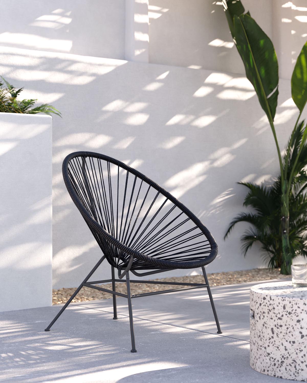 Samantha Sessel schwarz in Schwarz präsentiert im Onlineshop von KAQTU Design AG. Outdoor-Sessel ist von Kave Home