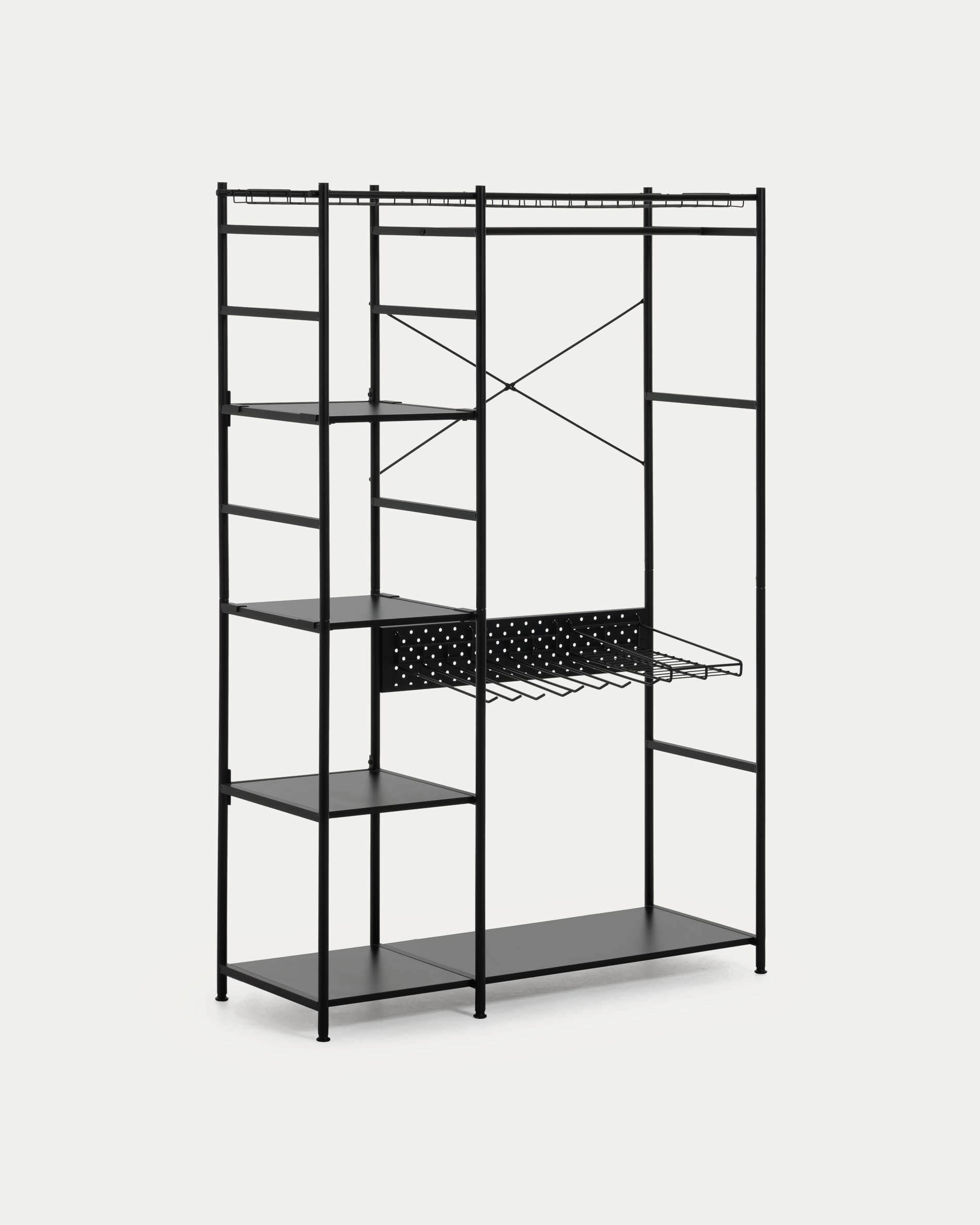 Storn offener Schrank mit schwarzem Finish 120 x 182 cm in Schwarz präsentiert im Onlineshop von KAQTU Design AG. Standregal ist von Kave Home