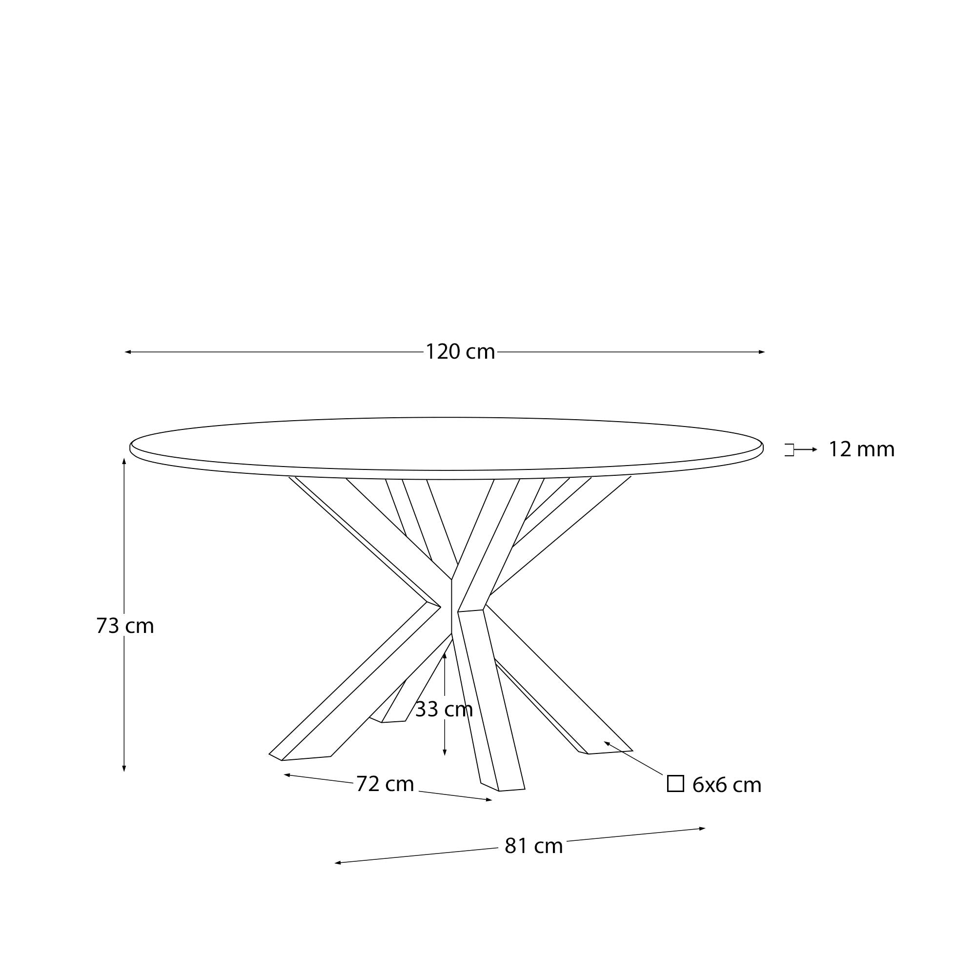 Argo runder Tisch aus schwarzem Glas mit schwarzen Stahlbeinen Ø 120 cm in Schwarz präsentiert im Onlineshop von KAQTU Design AG. Esstisch ist von Kave Home