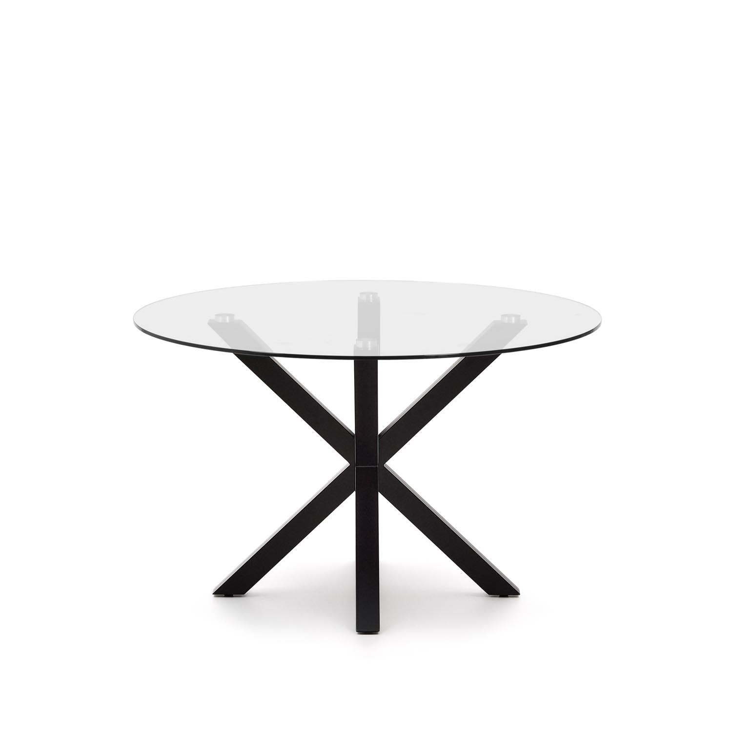 Argo runder Tisch aus Glas und Stahlbeine mit schwarzem Finish Ø 119 cm in Klar, Schwarz präsentiert im Onlineshop von KAQTU Design AG. Esstisch ist von Kave Home