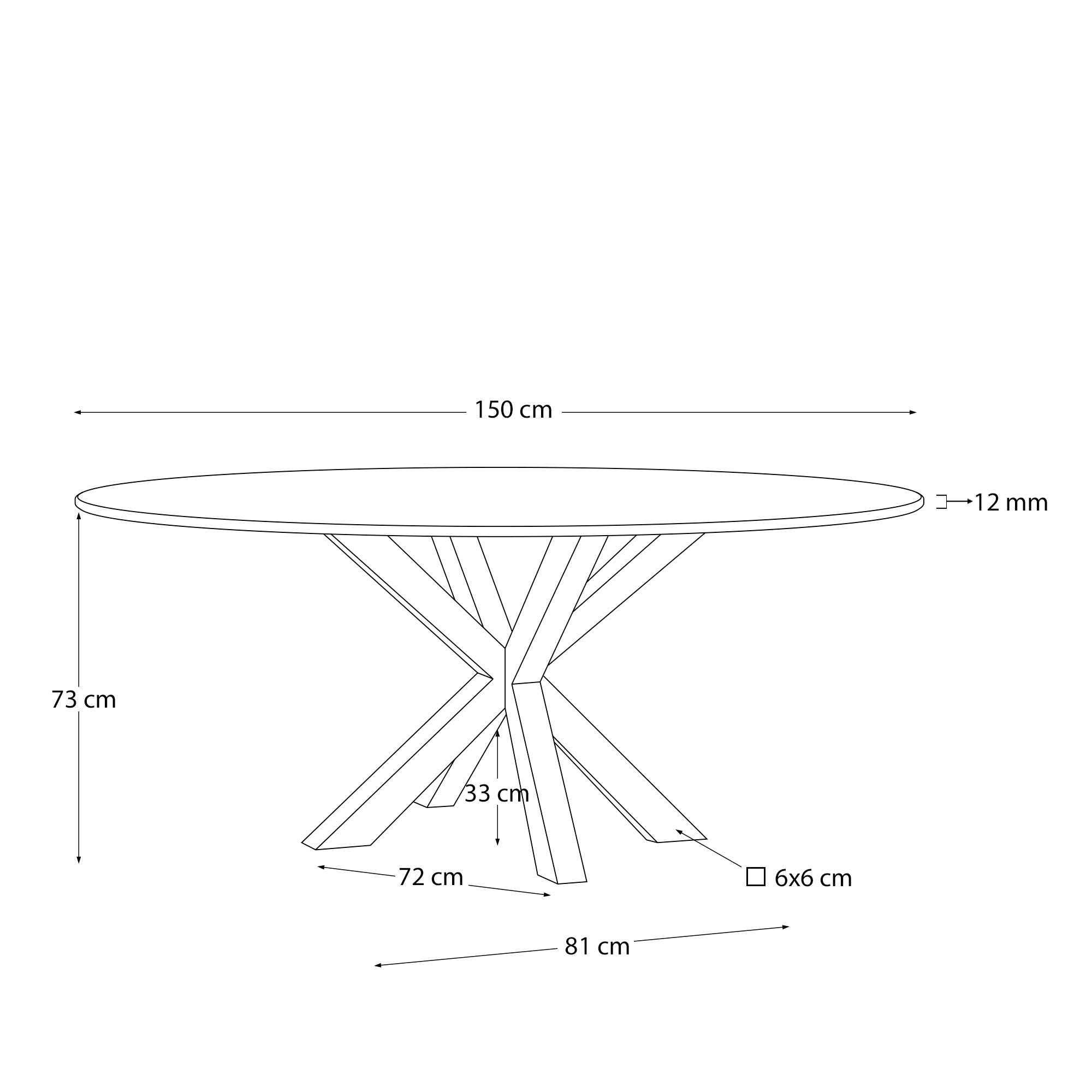 Tisch Argo aus schwarzem Milchglas und Stahlbeinen in Holzoptik Ø 150 cm in Schwarz präsentiert im Onlineshop von KAQTU Design AG. Esstisch ist von Kave Home