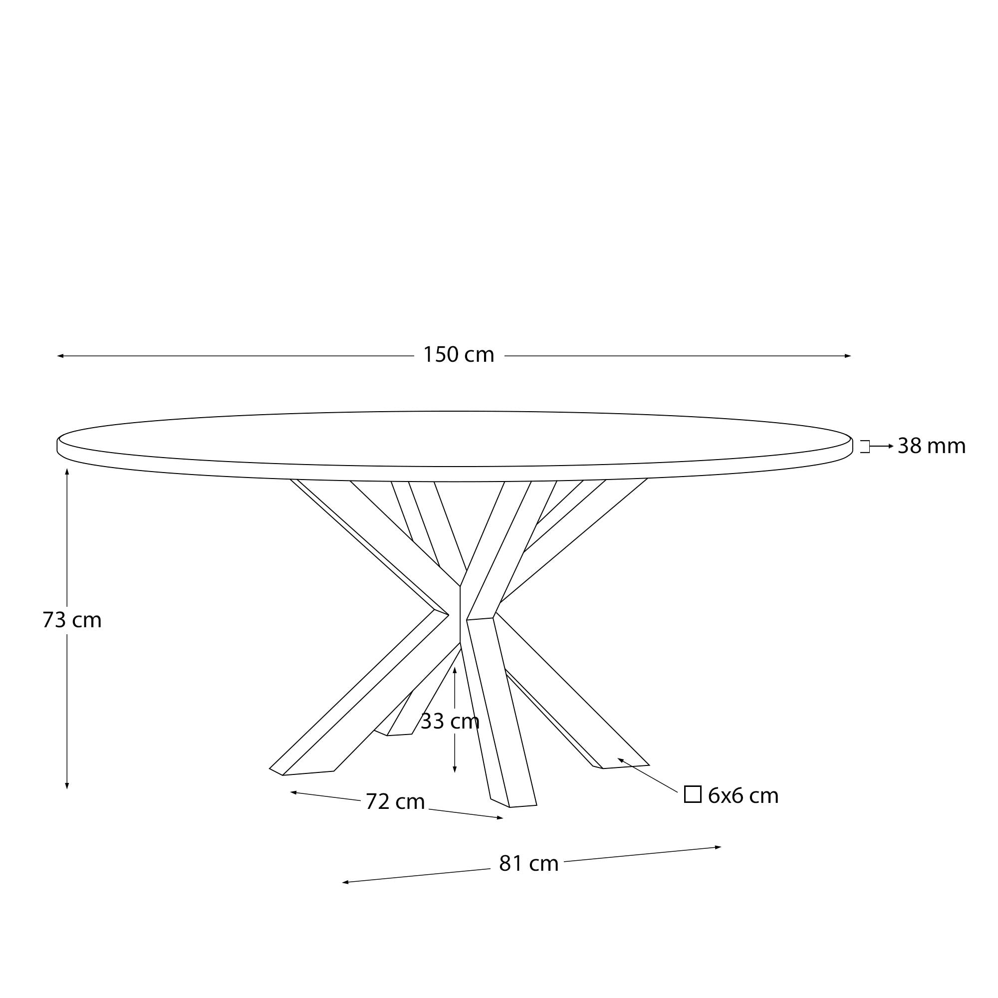 Runder Tisch Argo aus massivem Akazienholz und Stahlbeinen mit schwarzem Finish Ø 150 cm in Braun präsentiert im Onlineshop von KAQTU Design AG. Esstisch ist von Kave Home