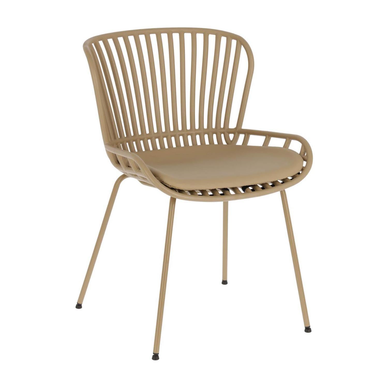 Surpik Stuhl mit Stahlbeinen in Beige in Beige präsentiert im Onlineshop von KAQTU Design AG. Stuhl ist von Kave Home