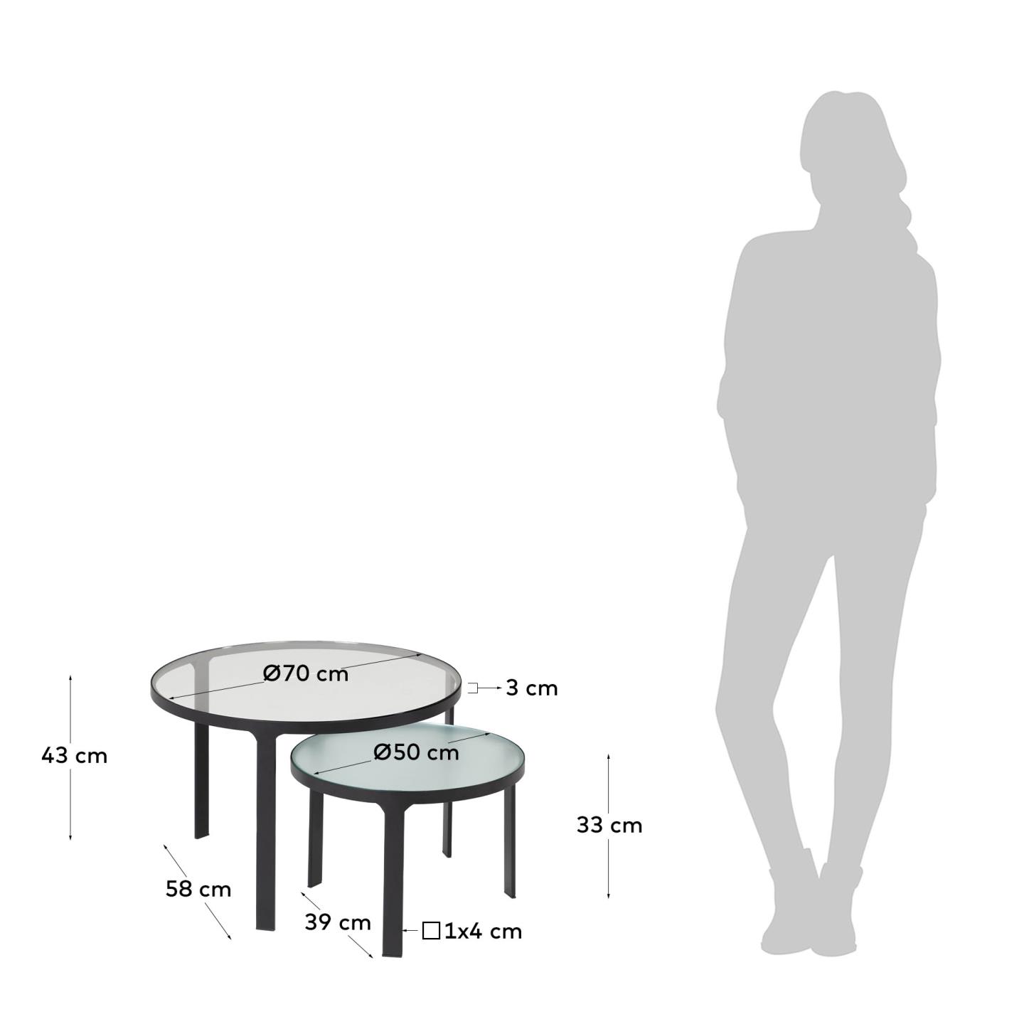 Oni Set aus 2 Beistelltischen Ø 70 cm und Ø 50 cm in Schwarz präsentiert im Onlineshop von KAQTU Design AG. Beistelltisch ist von Kave Home