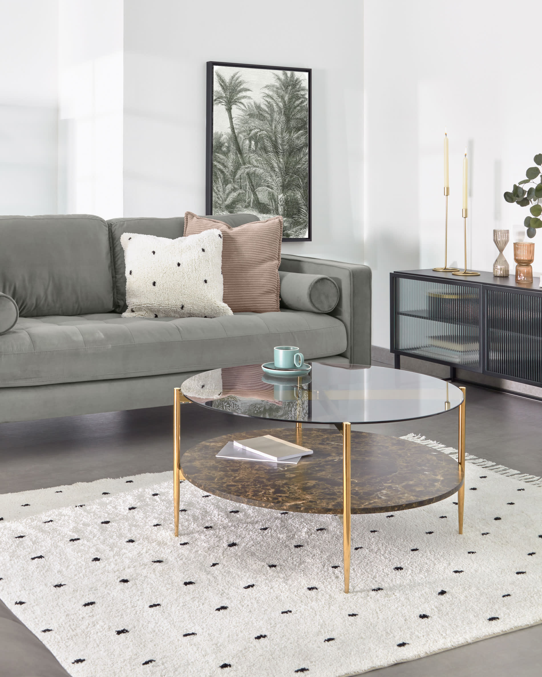 Kamilah Couchtisch Ø 84 cm in Gold präsentiert im Onlineshop von KAQTU Design AG. Beistelltisch ist von Kave Home