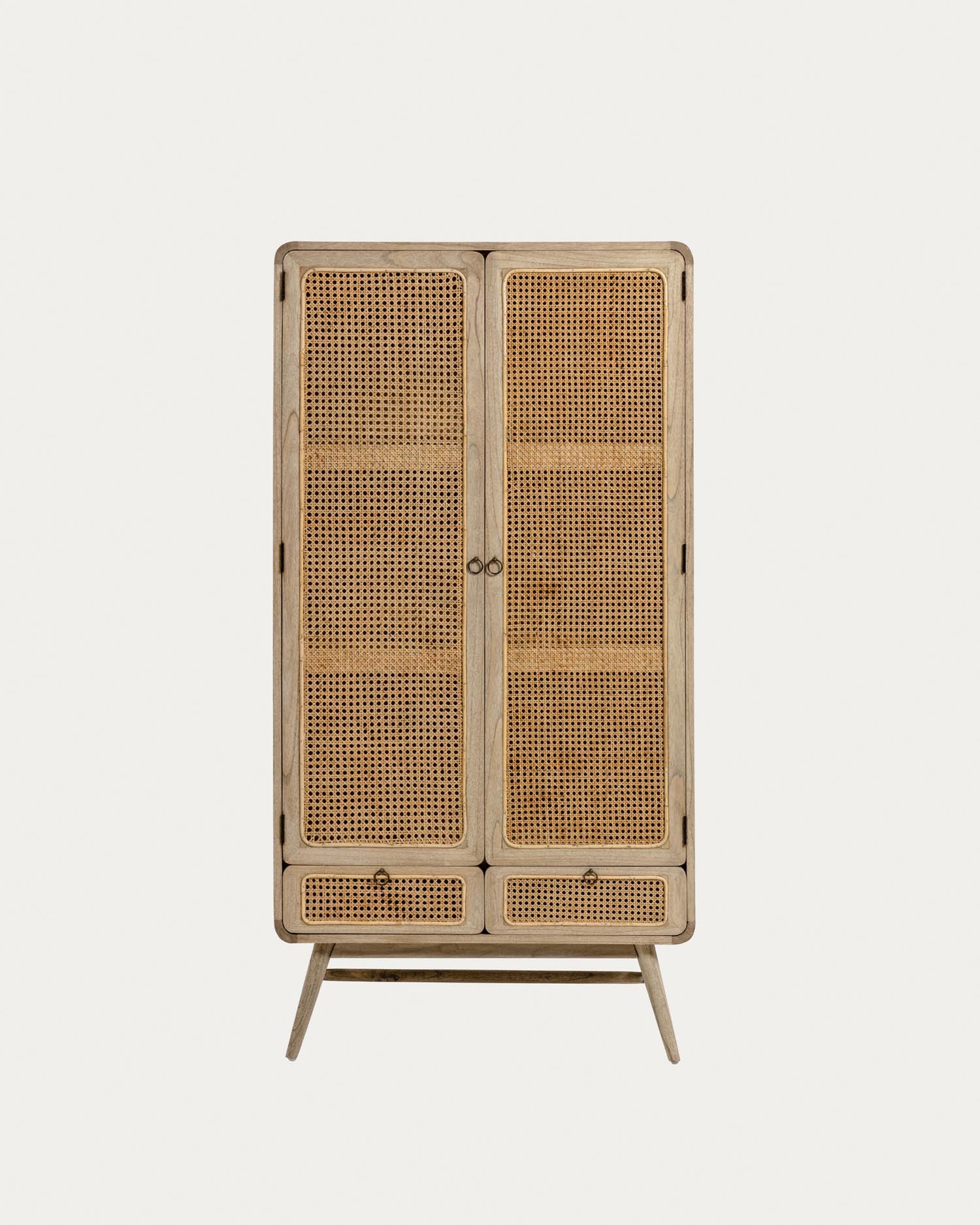 Nalu Schrank aus massivem Mindiholz und Rattan 90 x 175 cm in Braun präsentiert im Onlineshop von KAQTU Design AG. Cabinet ist von Kave Home