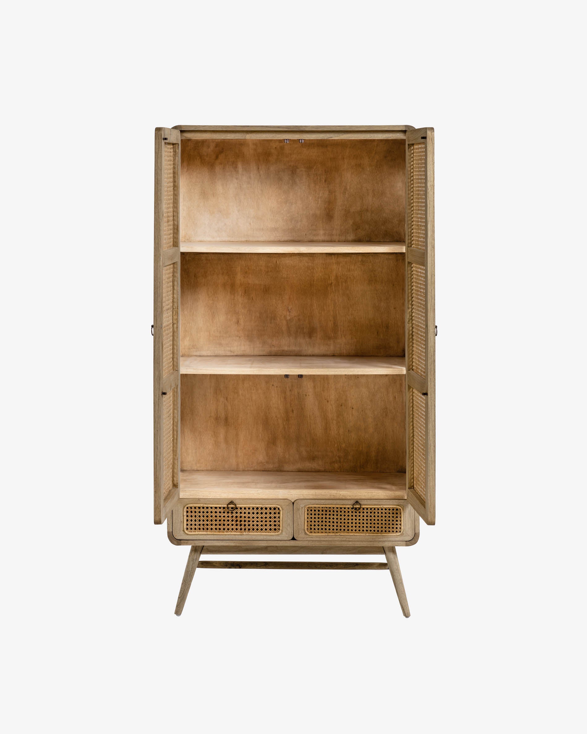 Nalu Schrank aus massivem Mindiholz und Rattan 90 x 175 cm in Braun präsentiert im Onlineshop von KAQTU Design AG. Cabinet ist von Kave Home