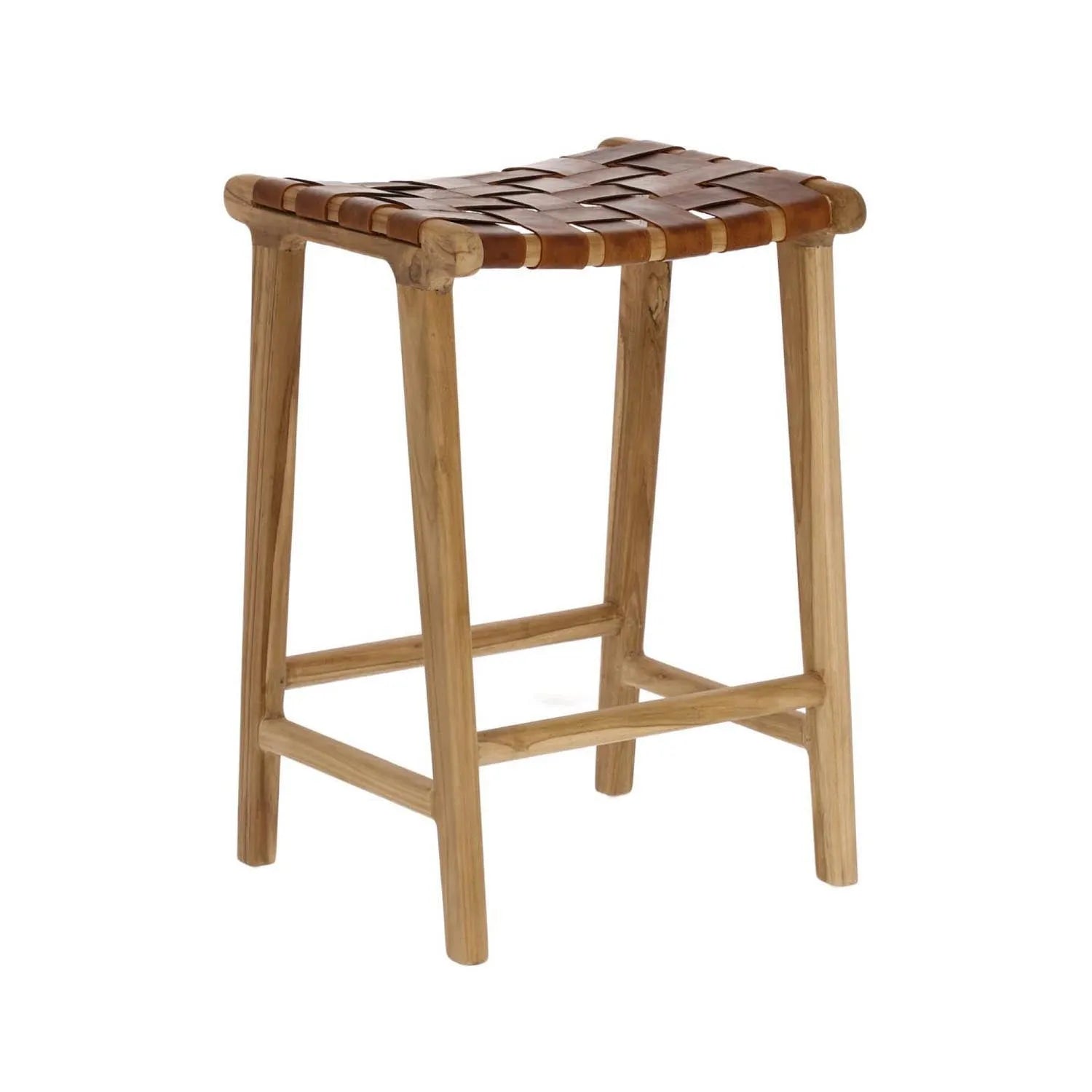 Calixta Hocker aus massivem Teakholz Höhe 67 cm in Natur präsentiert im Onlineshop von KAQTU Design AG. Hocker ist von Kave Home