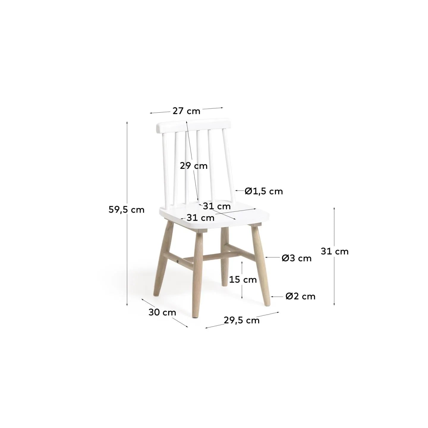 Der Tressia Kinderstuhl vereint robustes Kautschukholz mit elegantem Design, ideal für sicheres und stilvolles Spielen.