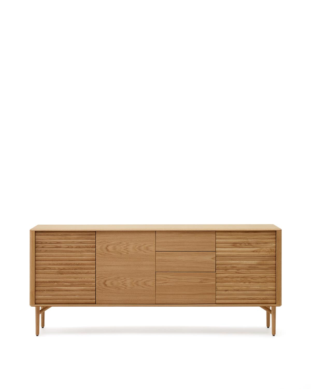 Lenon Sideboard 3 Türen 3 Schubladen Eichenholz und -furnier 200 x 86 cm FSC MIX Credit in Natur präsentiert im Onlineshop von KAQTU Design AG. Sideboard ist von Kave Home