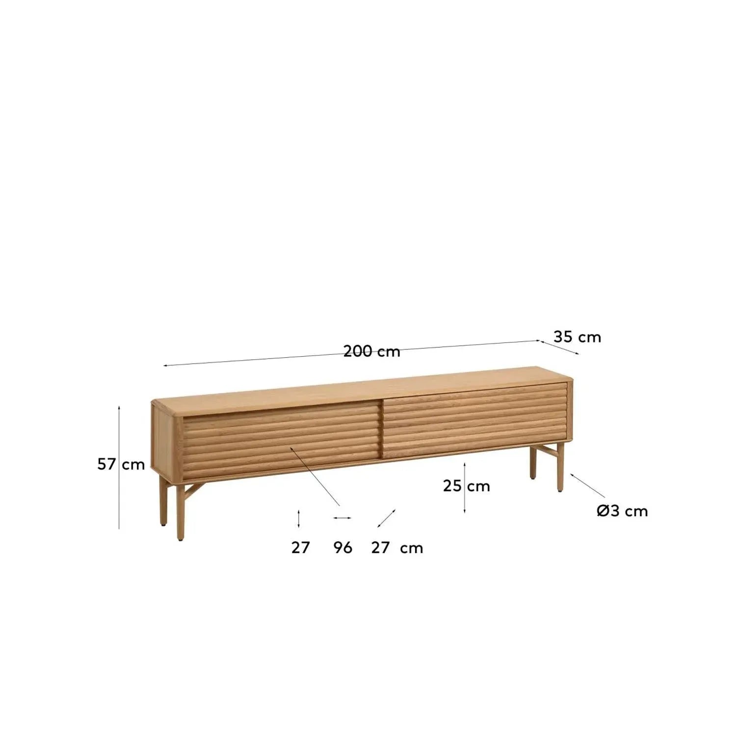 Moderner TV-Schrank aus Eiche, 200x57 cm, FSC-zertifiziert.