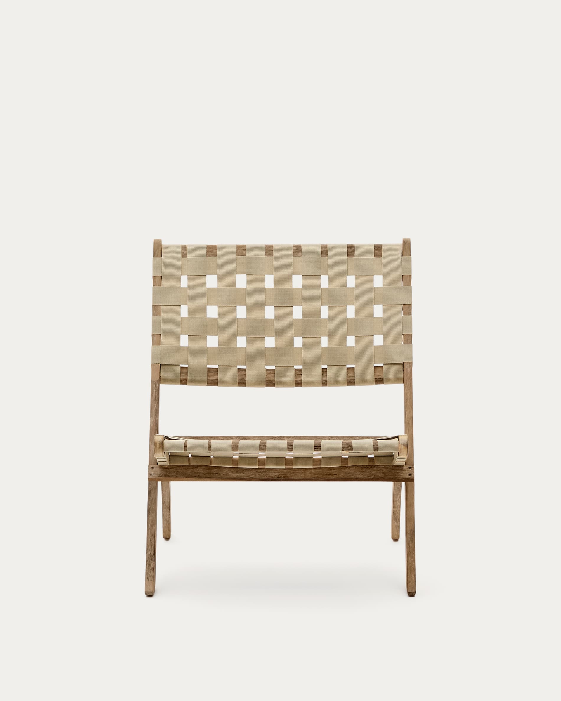 Chabeli Klappsessel massives Akazienholz und cremefarbenes Seil FSC 100 % in Beige präsentiert im Onlineshop von KAQTU Design AG. Outdoor-Sessel ist von Kave Home