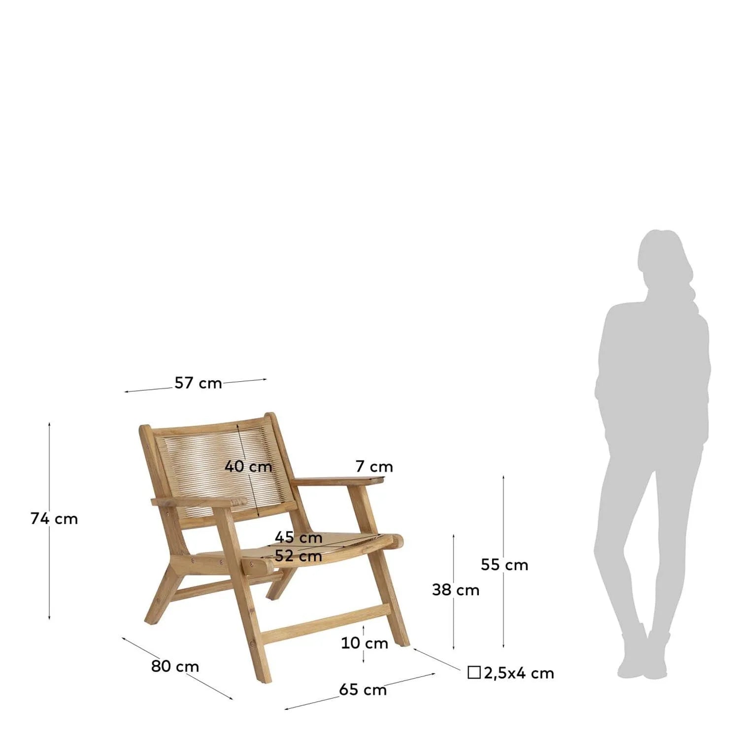 Geralda Sessel aus Akazienholz mit natürlicher Oberfläche FSC 100% in Natur präsentiert im Onlineshop von KAQTU Design AG. Outdoor-Sessel mit Armlehnen ist von Kave Home