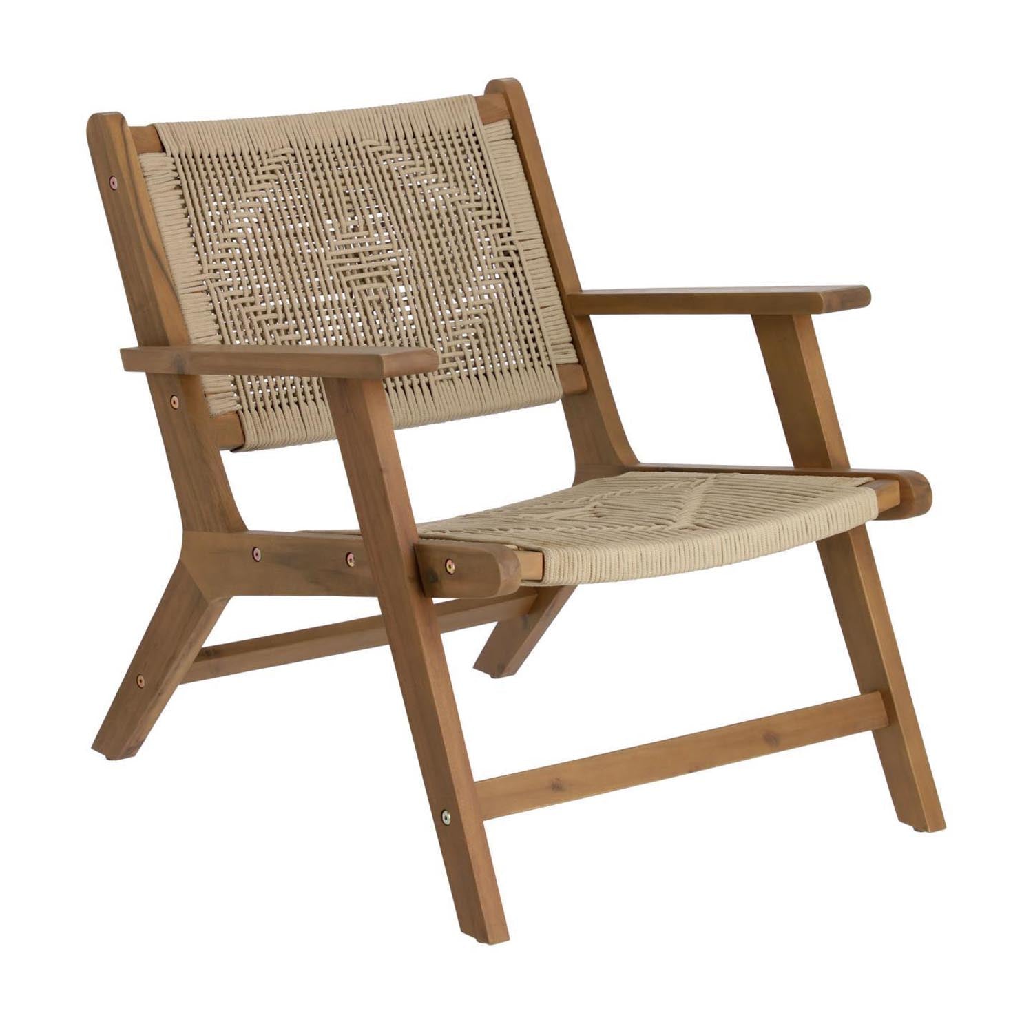 Geralda Sessel aus Akazienholz mit dunklem Finish FSC 100% in Beige präsentiert im Onlineshop von KAQTU Design AG. Outdoor-Sessel mit Armlehnen ist von Kave Home