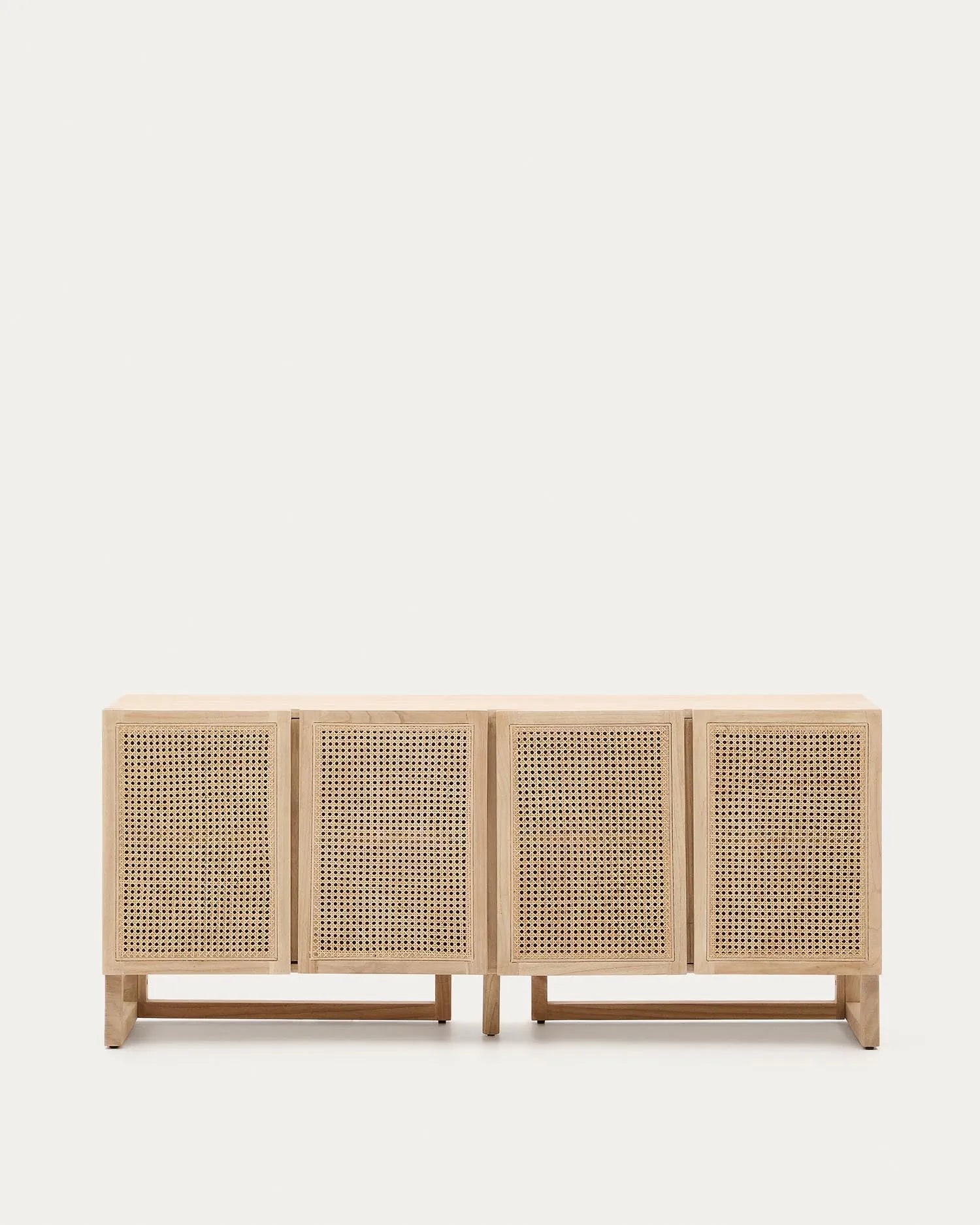 Elegantes Rexit Sideboard aus Mindi-Holz mit Rattan-Geflecht, 180x78 cm. Stilvoller Stauraum mit moderner Zementoberfläche.