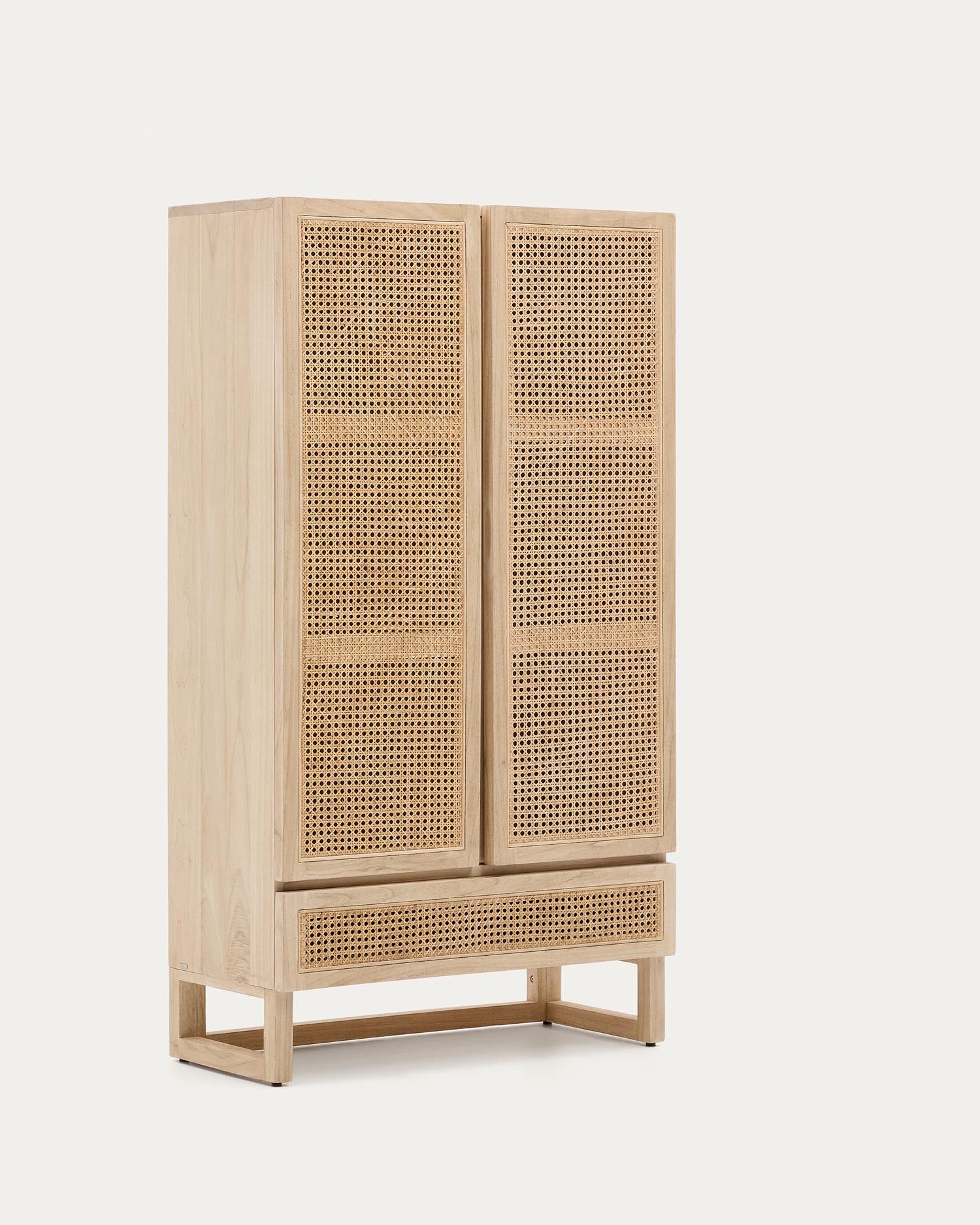 Rexit Schrank aus massivem Holz und Mindi Furnier mit Rattan 90 x 160 cm in Braun präsentiert im Onlineshop von KAQTU Design AG. Cabinet ist von Kave Home