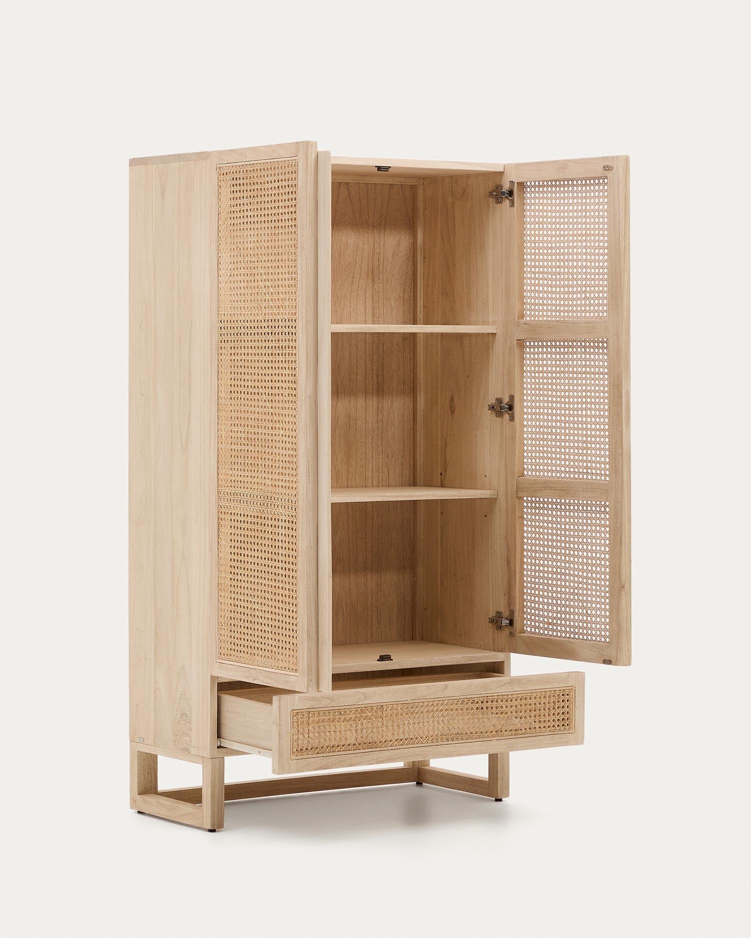 Rexit Schrank aus massivem Holz und Mindi Furnier mit Rattan 90 x 160 cm in Braun präsentiert im Onlineshop von KAQTU Design AG. Cabinet ist von Kave Home