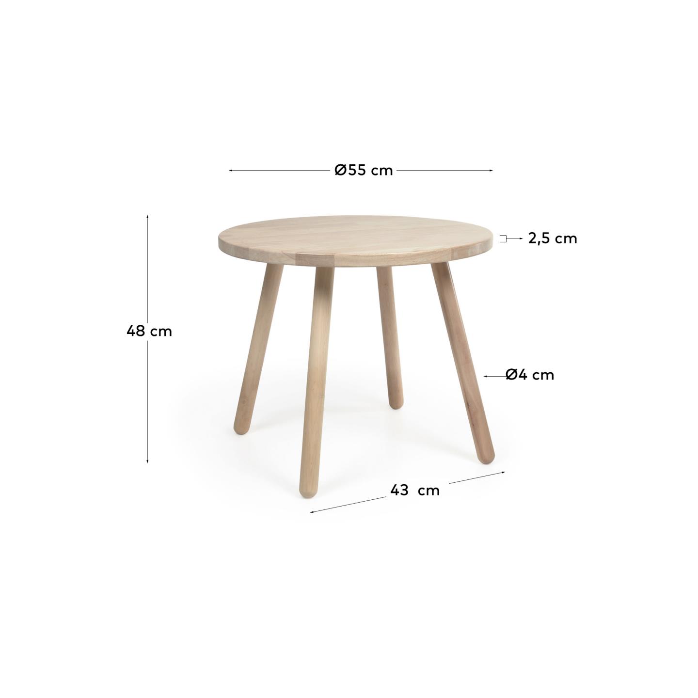 Dilcia runder Kindertisch aus massivem Kautschukholz Ø 55 cm in Braun präsentiert im Onlineshop von KAQTU Design AG. Esstisch ist von Kave Home