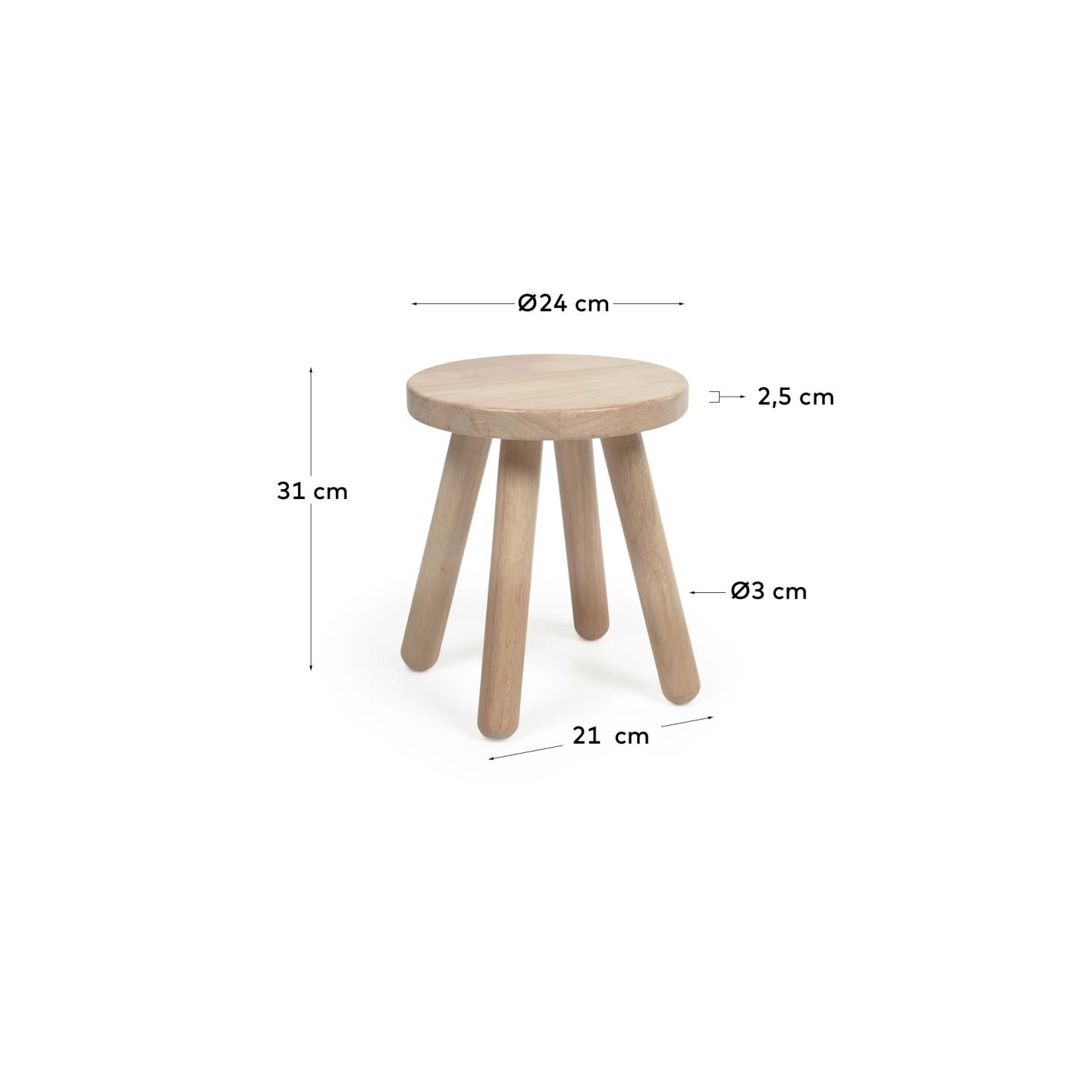 Kinderhocker Dilcia aus massivem Kautschukholz Höhe 31 cm in Braun präsentiert im Onlineshop von KAQTU Design AG. Hocker ist von Kave Home