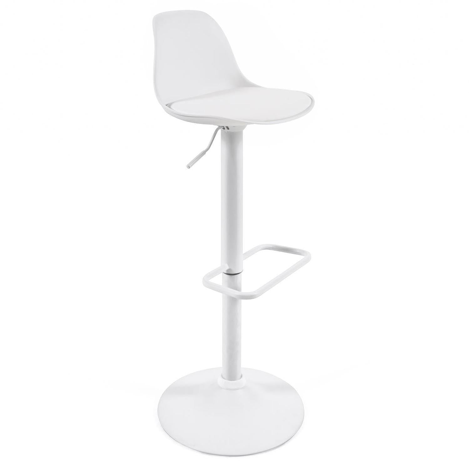 Hocker Orlando - T aus weißem Kunstleder und mattweißem Stahl 60-82 cm in Weiß präsentiert im Onlineshop von KAQTU Design AG. Hocker ist von Kave Home