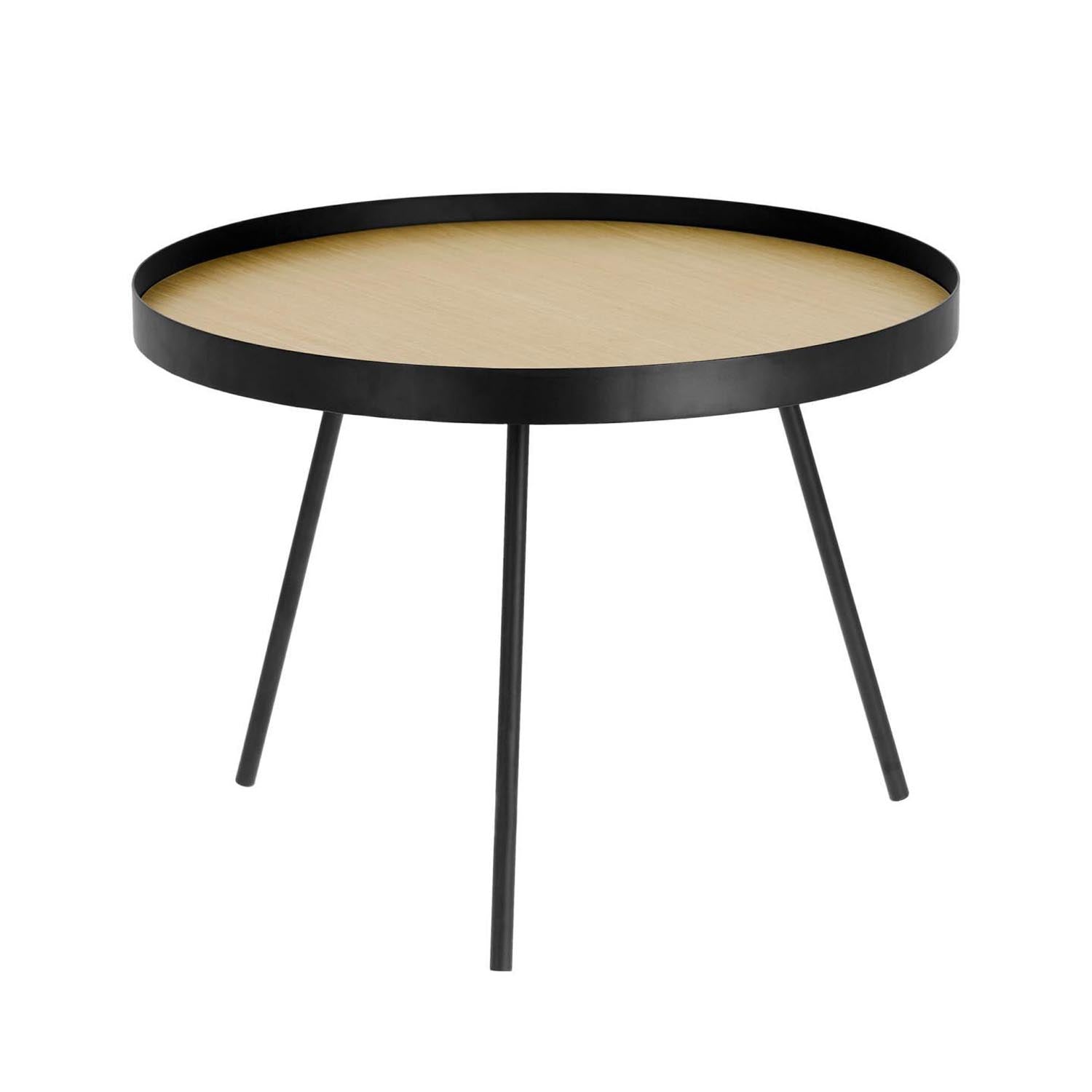 Nenet Beistelltisch MDF Eicheneffekt und Struktur aus Stahl mit schwarzem Finish Ø 60 cm in Natur, Schwarz präsentiert im Onlineshop von KAQTU Design AG. Beistelltisch ist von Kave Home