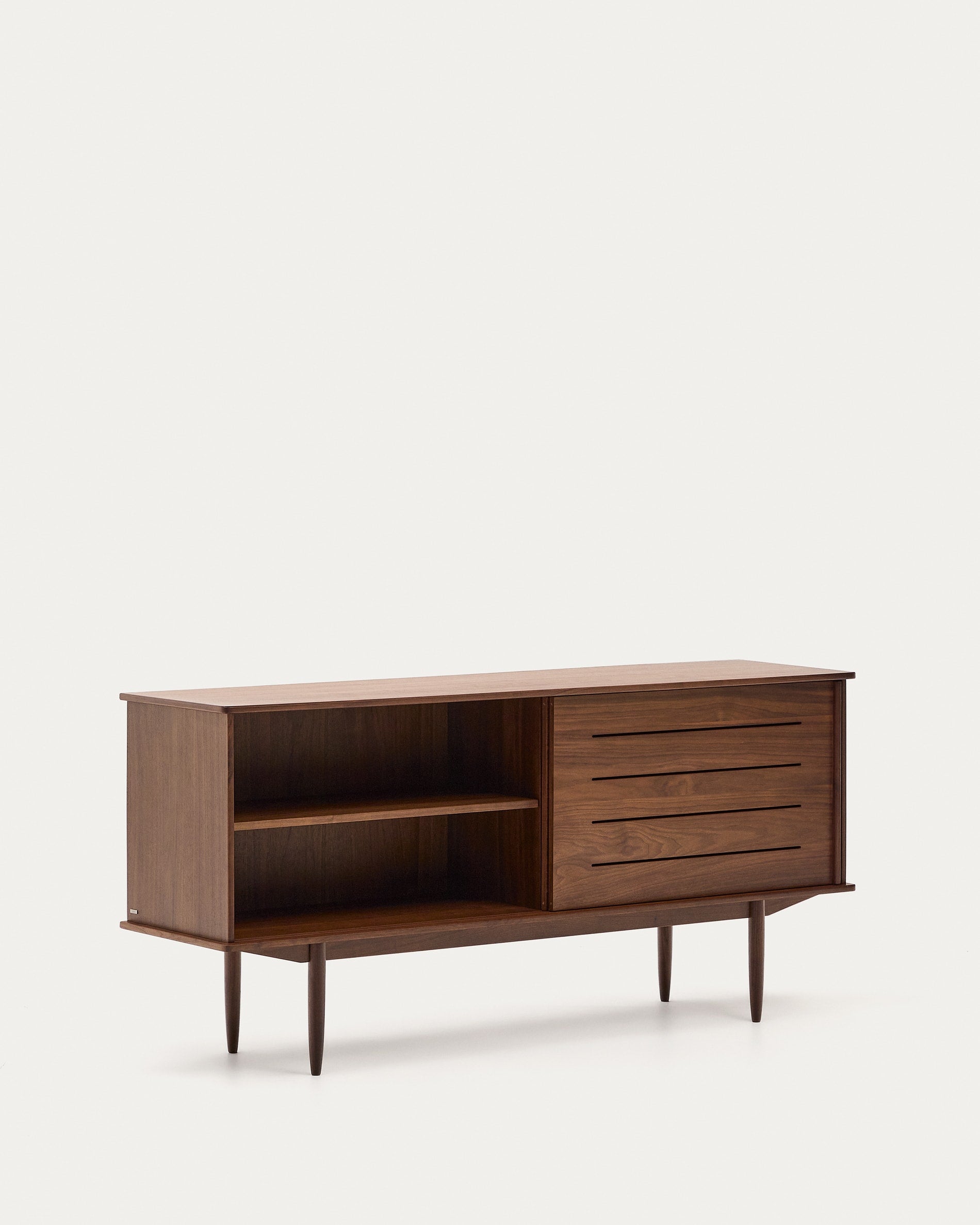 Carolin Sideboard 2 Türen 1 Schublade aus Nussholzfurnier 180 x 83,8 cm in Dunkelbraun präsentiert im Onlineshop von KAQTU Design AG. Sideboard ist von Kave Home