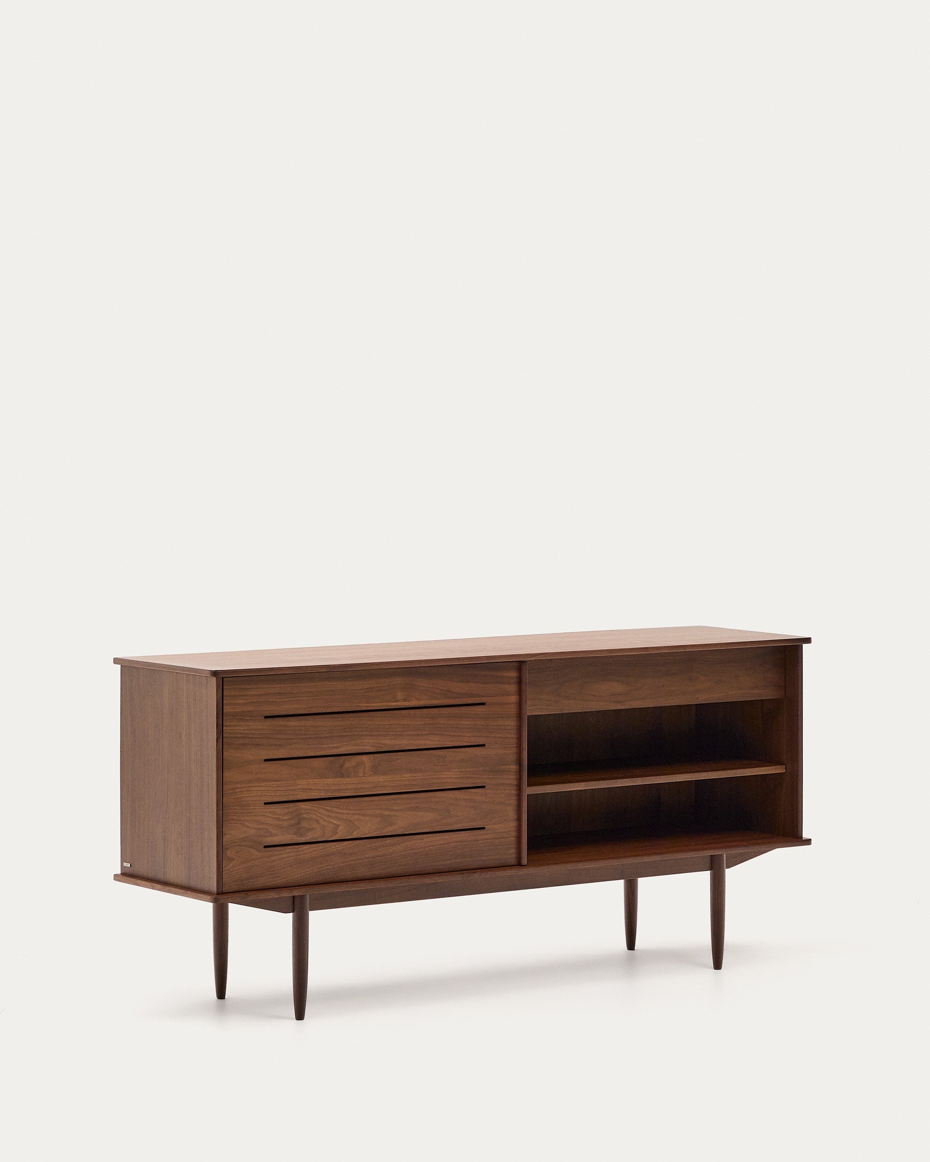 Carolin Sideboard 2 Türen 1 Schublade aus Nussholzfurnier 180 x 83,8 cm in Dunkelbraun präsentiert im Onlineshop von KAQTU Design AG. Sideboard ist von Kave Home