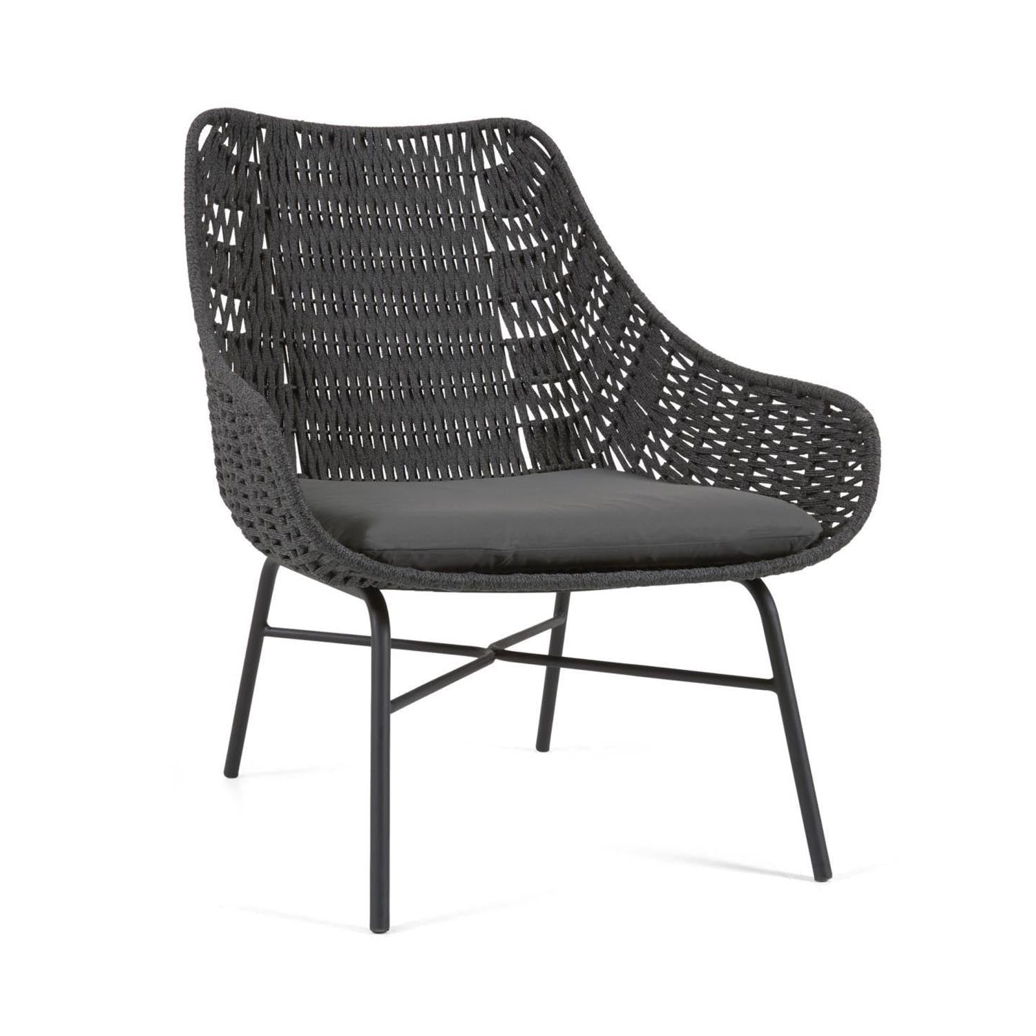 Abeli Seilsessel in Schwarz in Schwarz präsentiert im Onlineshop von KAQTU Design AG. Gartenstuhl ist von Kave Home