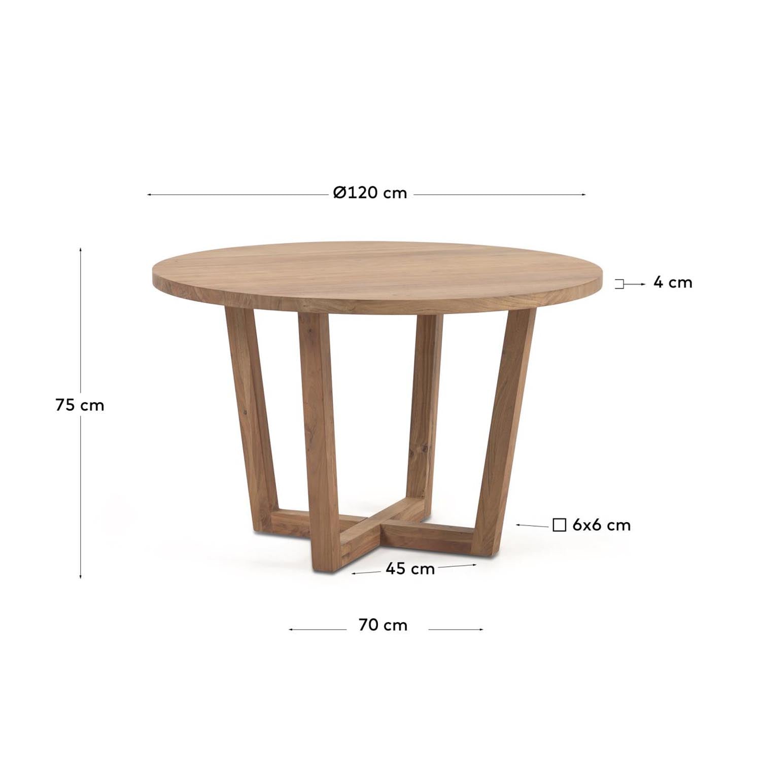 Nahla runder Tisch aus massivem Akazienholz mit natürlichem Finish Ø 120 cm in Natur präsentiert im Onlineshop von KAQTU Design AG. Esstisch ist von Kave Home