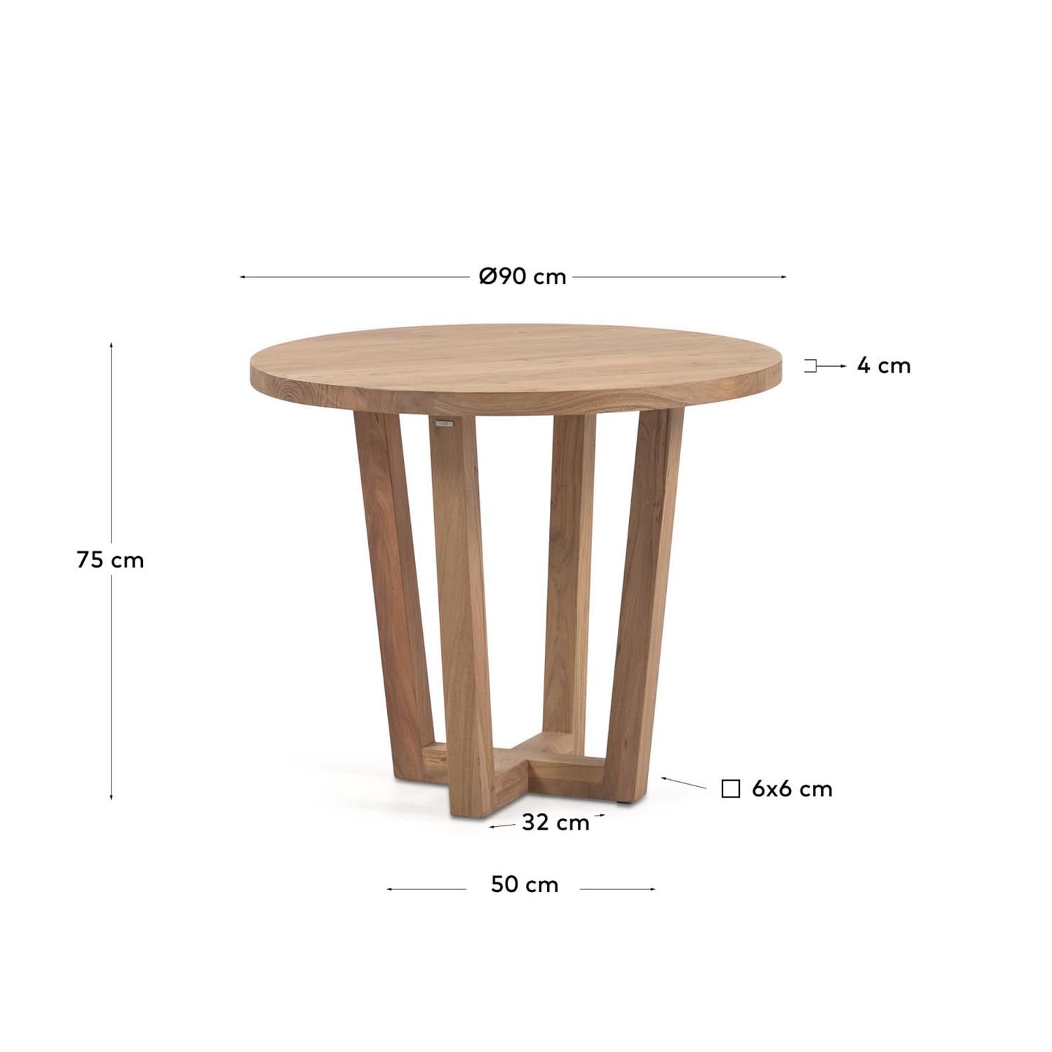 Nahla runder Tisch aus massivem Akazienholz mit natürlichem Finish Ø 90 cm in Natur präsentiert im Onlineshop von KAQTU Design AG. Esstisch ist von Kave Home