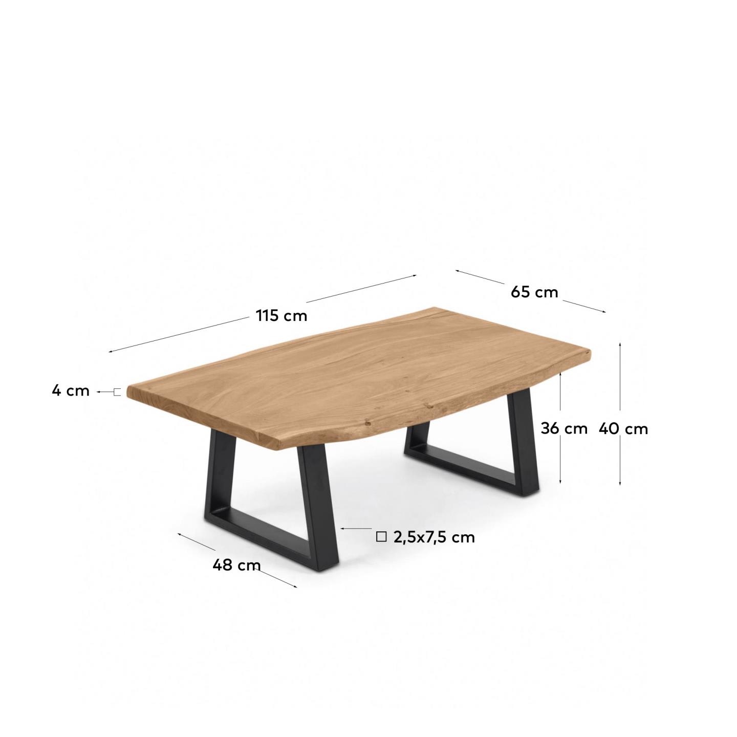 Alaia Couchtisch aus massivem Akazienholz mit natürlichem Finish 115 x 65 cm in Braun präsentiert im Onlineshop von KAQTU Design AG. Beistelltisch ist von Kave Home