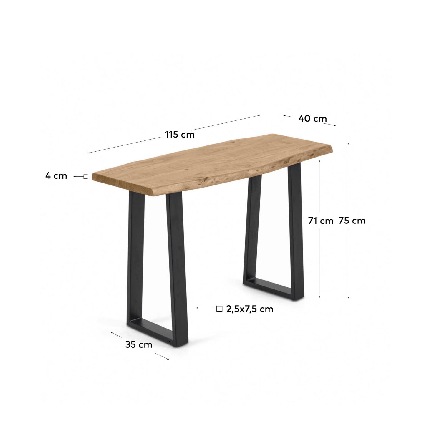 Alaia Konsole aus massivem Akazienholz mit natürlichem Finish 115 x 40 cm in Braun präsentiert im Onlineshop von KAQTU Design AG. Konsolentisch ist von Kave Home