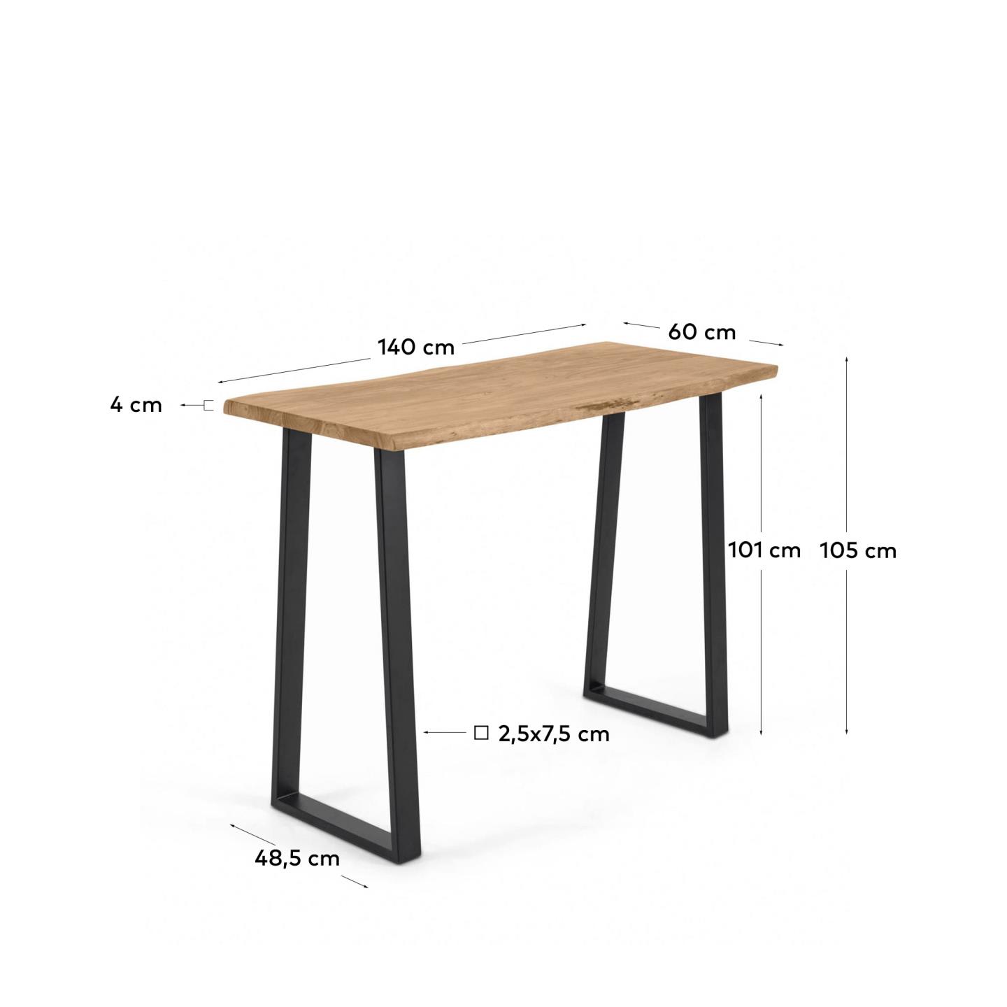 Alaia hoher Tisch aus massivem Akazienholz mit natürlichem Finish 140 x 60 cm in Braun präsentiert im Onlineshop von KAQTU Design AG. Hochtisch ist von Kave Home