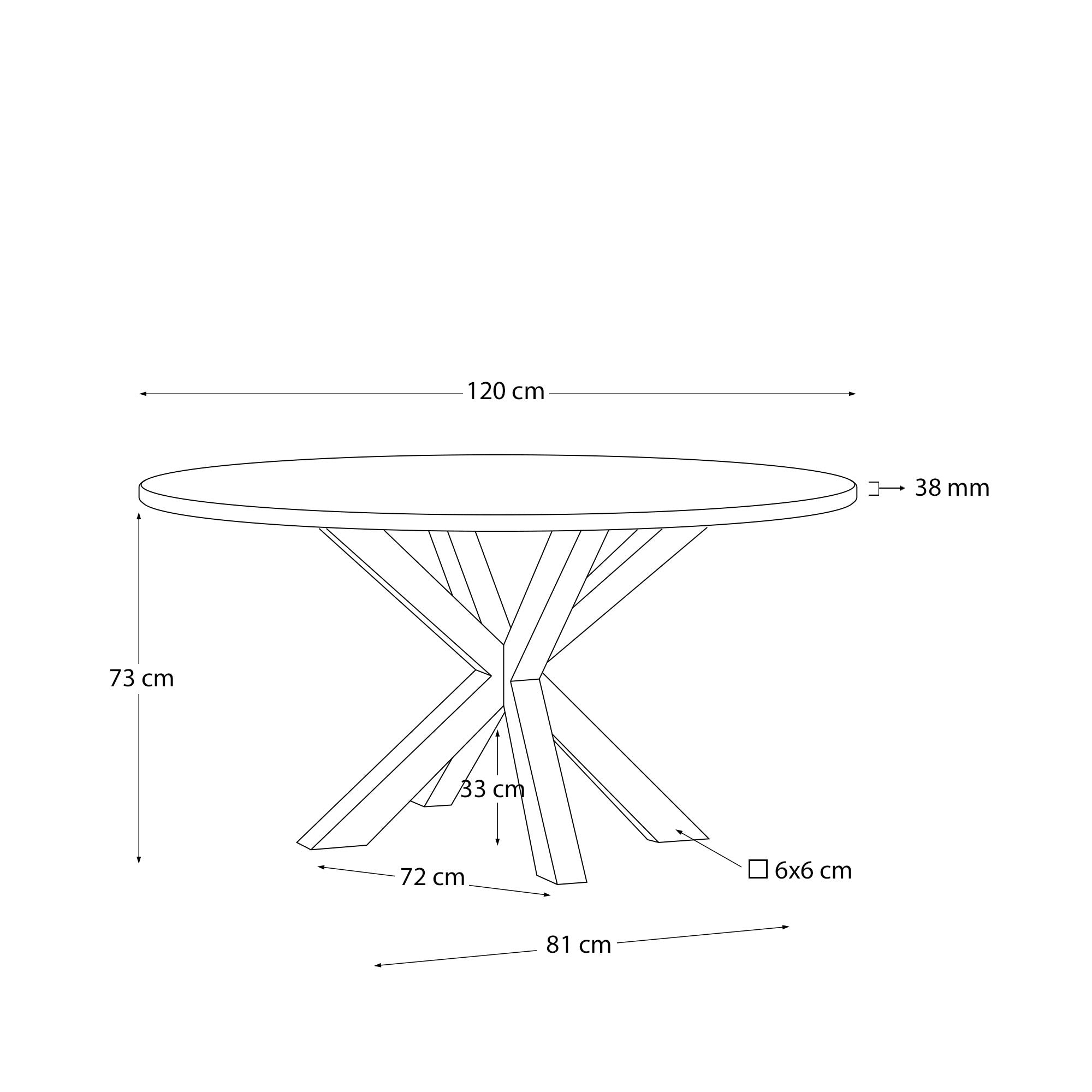 Runder Tisch Argo aus schwarz lackiertem MDF und Stahlbeinen in Holzoptik Ø 120 cm in Schwarz präsentiert im Onlineshop von KAQTU Design AG. Esstisch ist von Kave Home