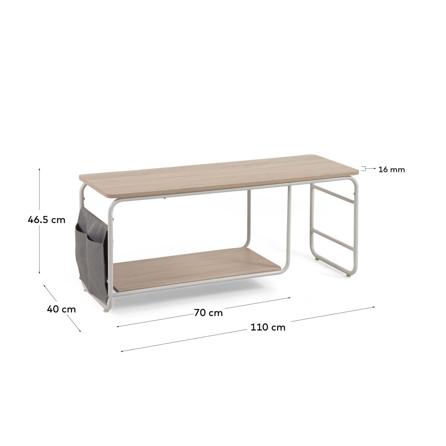 Yamina TV-Schrank aus Melamin und Stahl mit weissem Finish 110 x 46 cm in Mehrfarbig präsentiert im Onlineshop von KAQTU Design AG. Sideboard ist von Kave Home