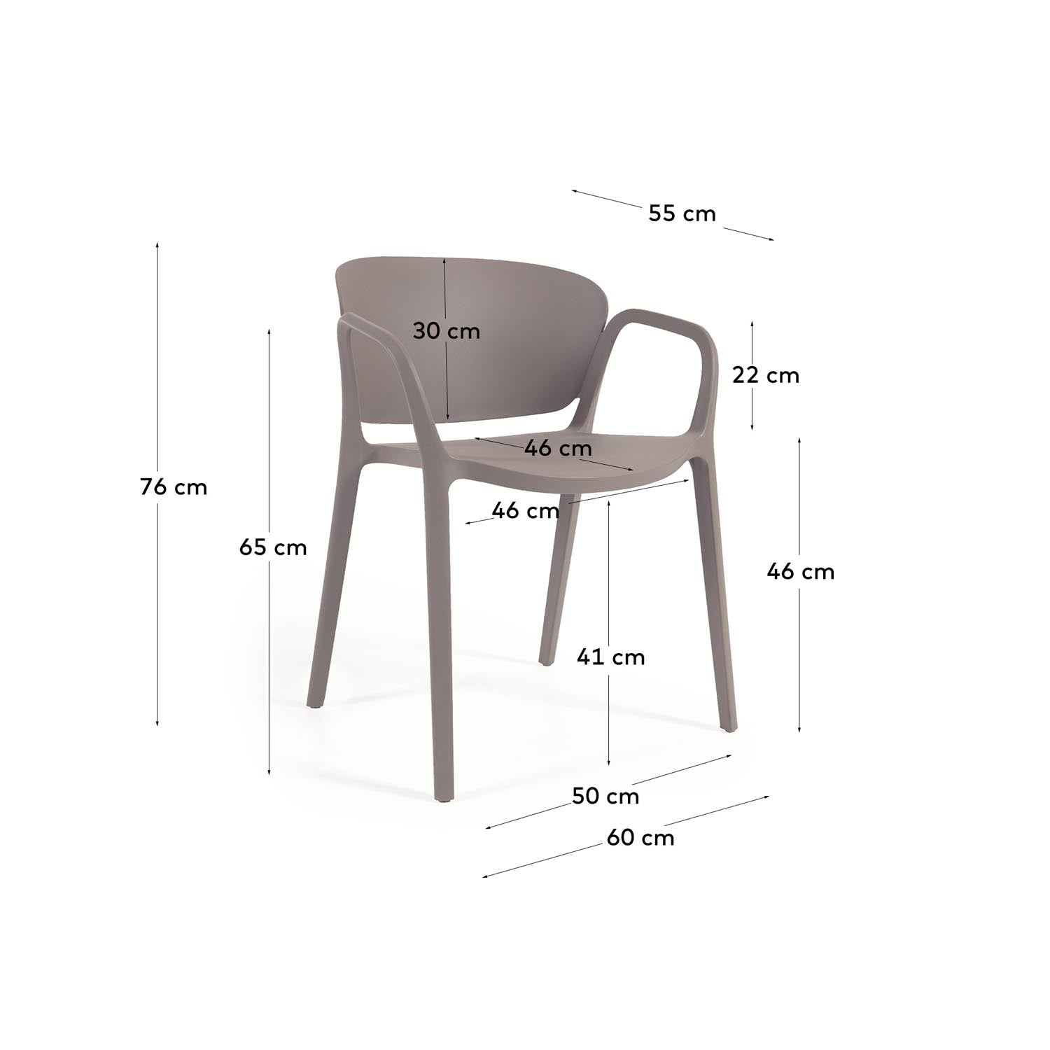 Ania stapelbarer Stuhl 100% outdoor braun in Braun präsentiert im Onlineshop von KAQTU Design AG. Stuhl mit Armlehnen ist von Kave Home