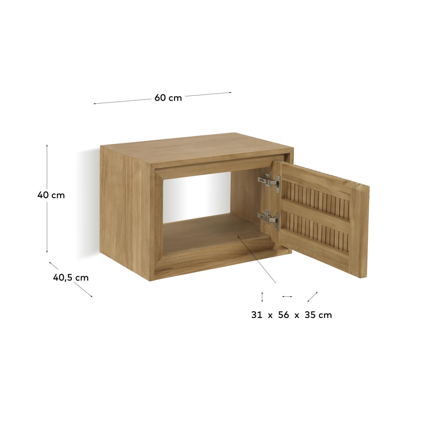 Badmöbel Taciana aus massivem Teakholz 60 x 40 m in Braun präsentiert im Onlineshop von KAQTU Design AG. Wandschrank ist von Kave Home