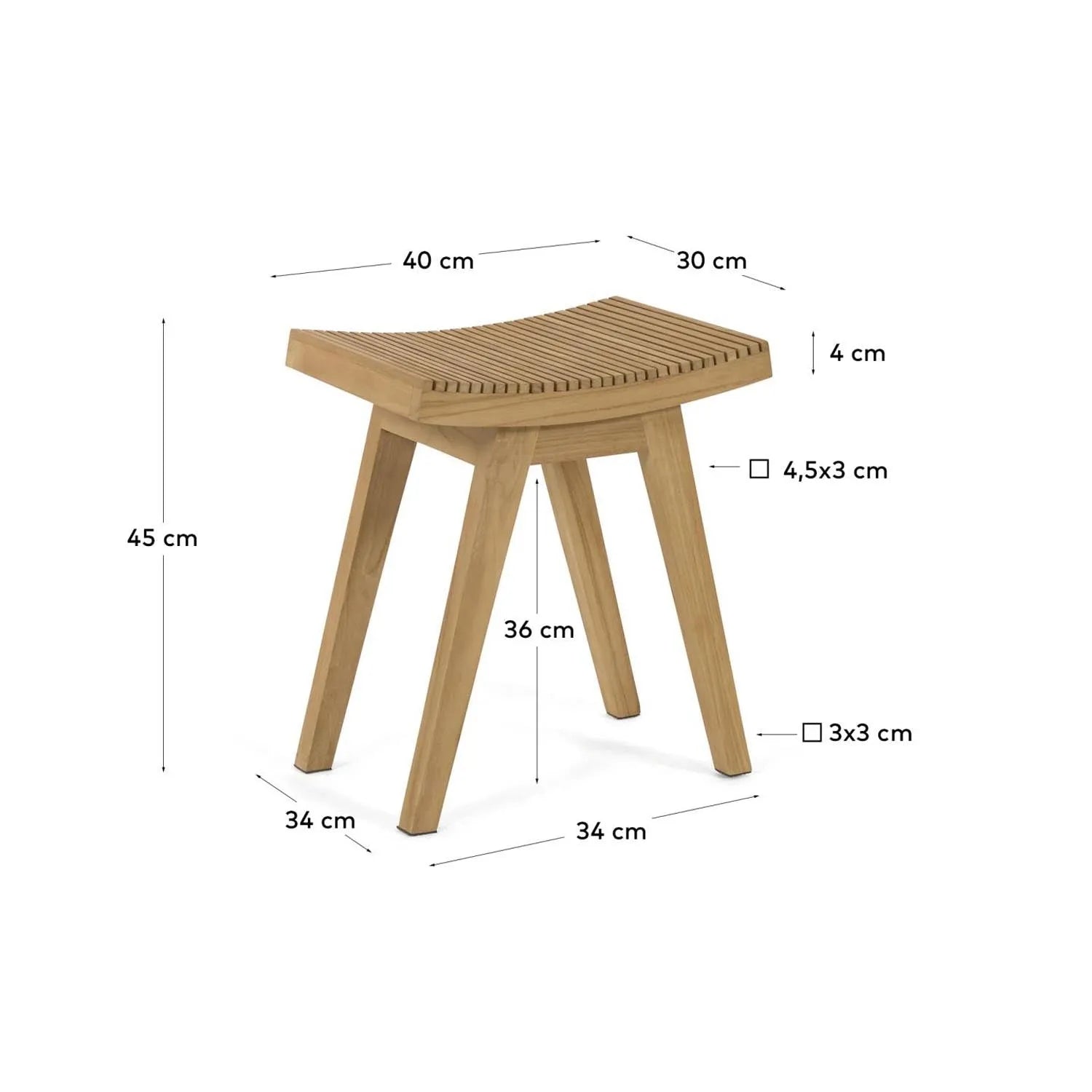 Vicentina Fußstütze aus massivem Teakholz in Natur präsentiert im Onlineshop von KAQTU Design AG. Hocker ist von Kave Home