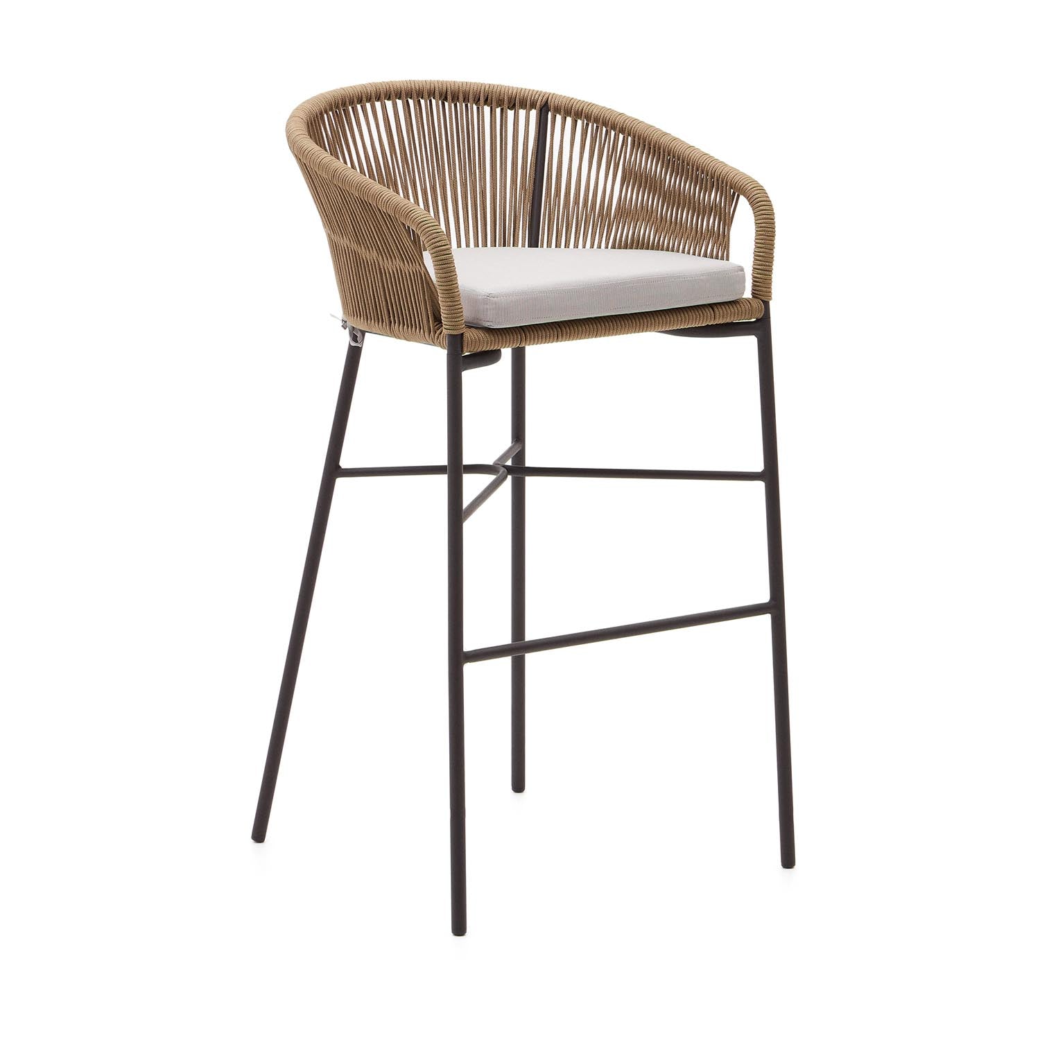 Yanet Hocker aus beigem Seil und verzinktem Stahl Höhe 80 cm in Beige präsentiert im Onlineshop von KAQTU Design AG. Hocker Outdoor ist von Kave Home