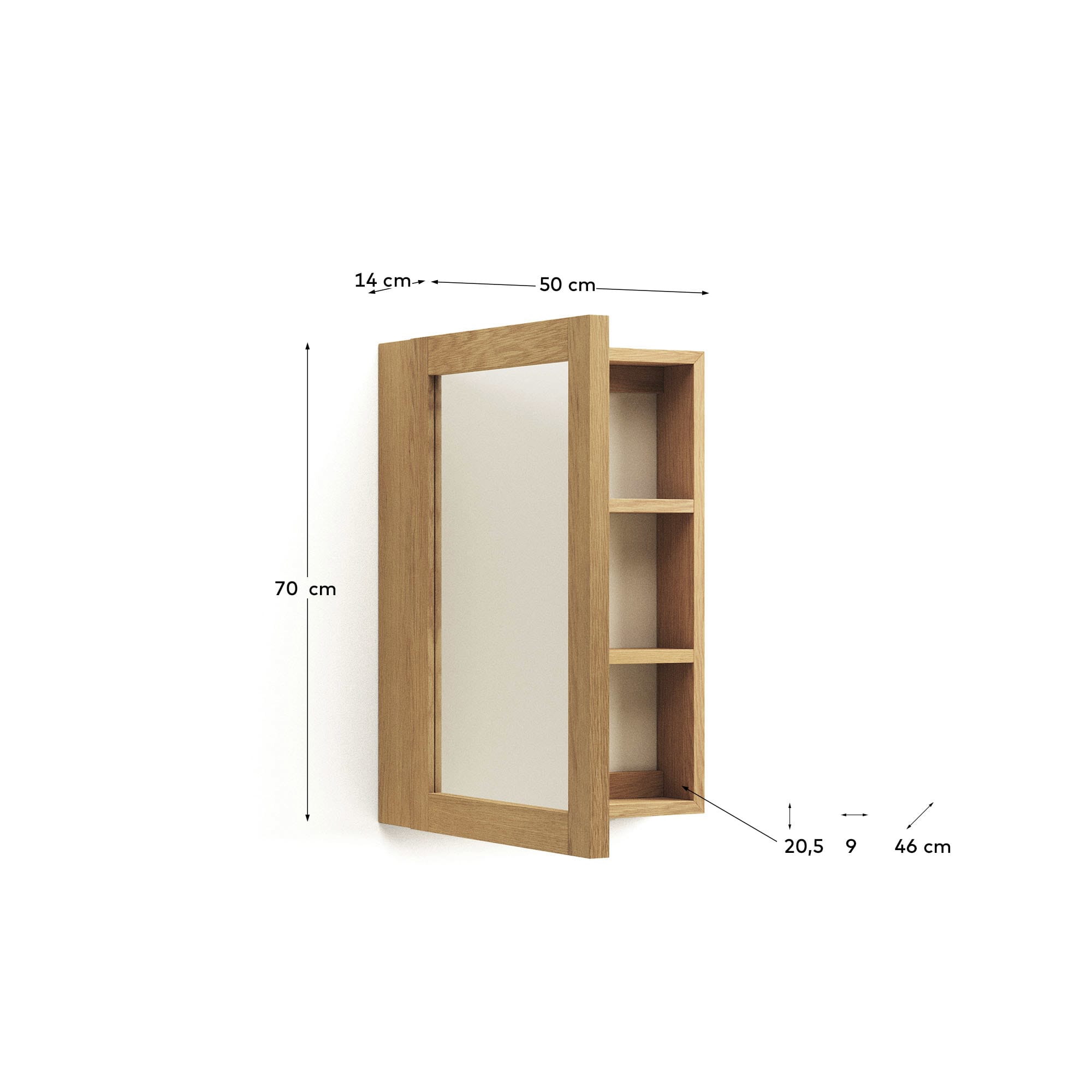 Plubia Badezimmerschrank mit Spiegel aus massivem Teakholz 50 x 70 cm in Braun präsentiert im Onlineshop von KAQTU Design AG. Spiegel ist von Kave Home