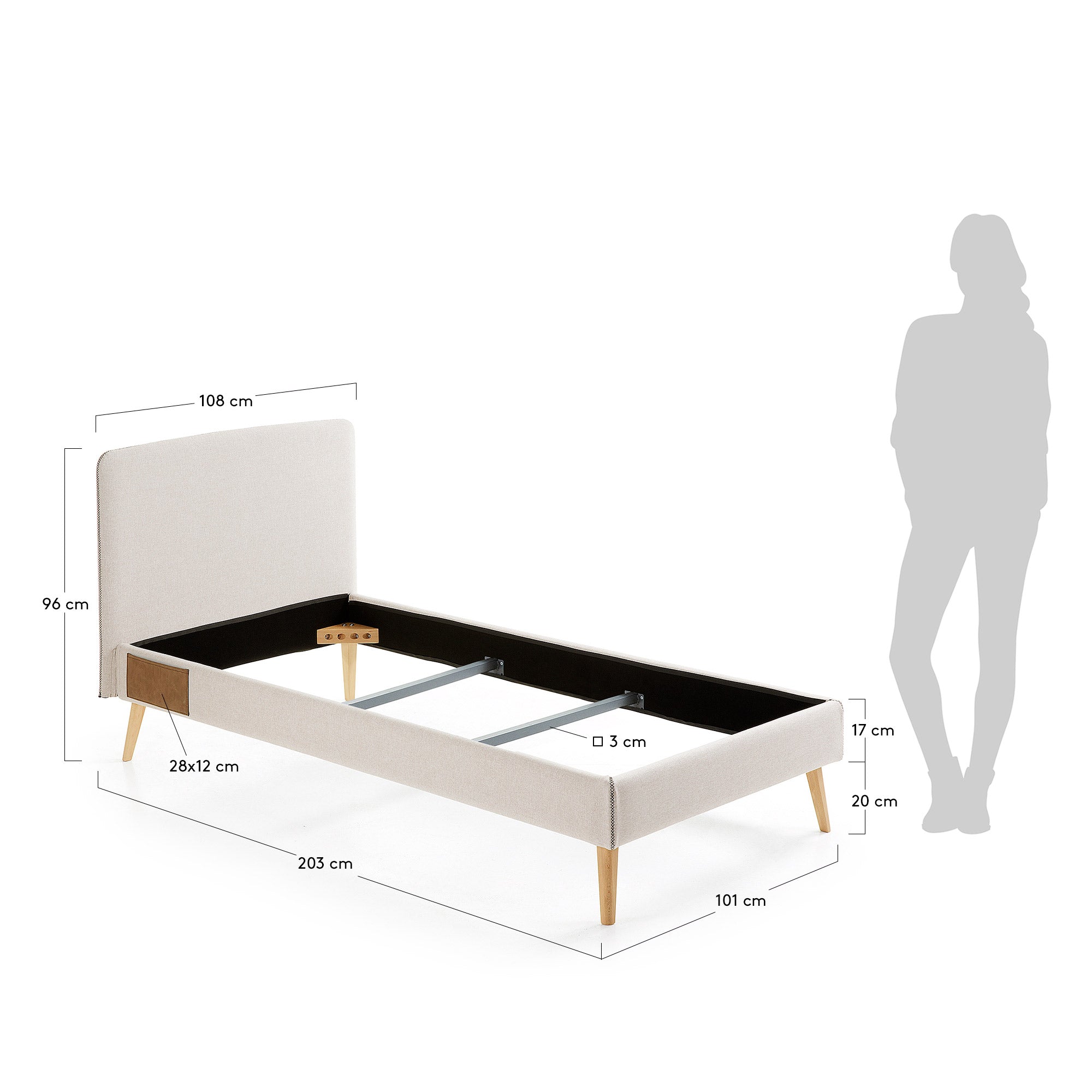 Dyla Bezug in Beige für Bett mit Matratzengrösse von 90 x 190 cm in Beige präsentiert im Onlineshop von KAQTU Design AG. Zubehör Bett ist von Kave Home