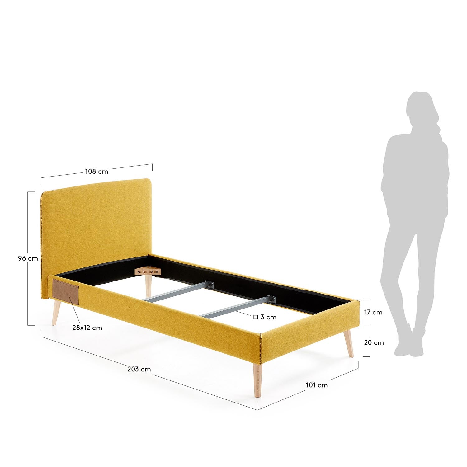 Dyla Bezug in Senfgelb für Bett mit Matratzengrösse von 90 x 190 cm in Senfgelb präsentiert im Onlineshop von KAQTU Design AG. Zubehör Bett ist von Kave Home