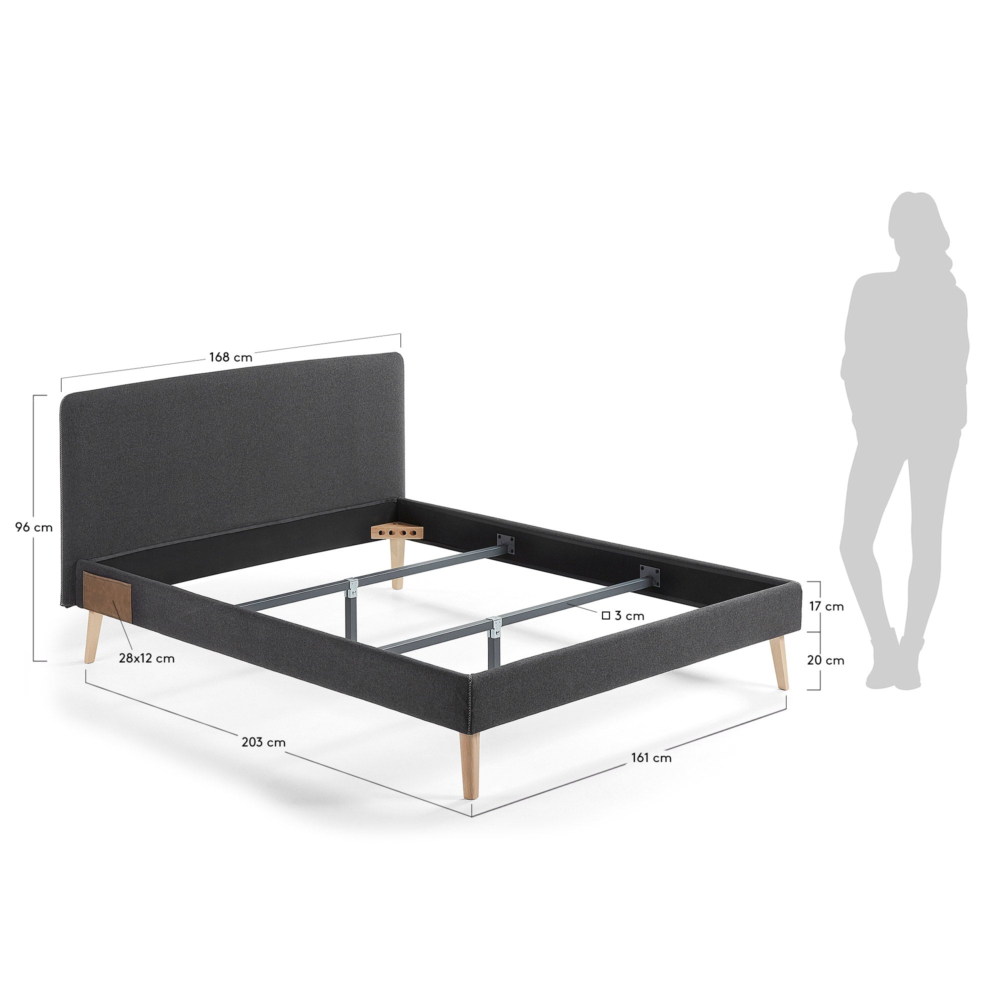 Dyla Bezug in Schwarz für Bett mit Matratzengrösse von 150 x 190 cm in Schwarz präsentiert im Onlineshop von KAQTU Design AG. Zubehör Bett ist von Kave Home