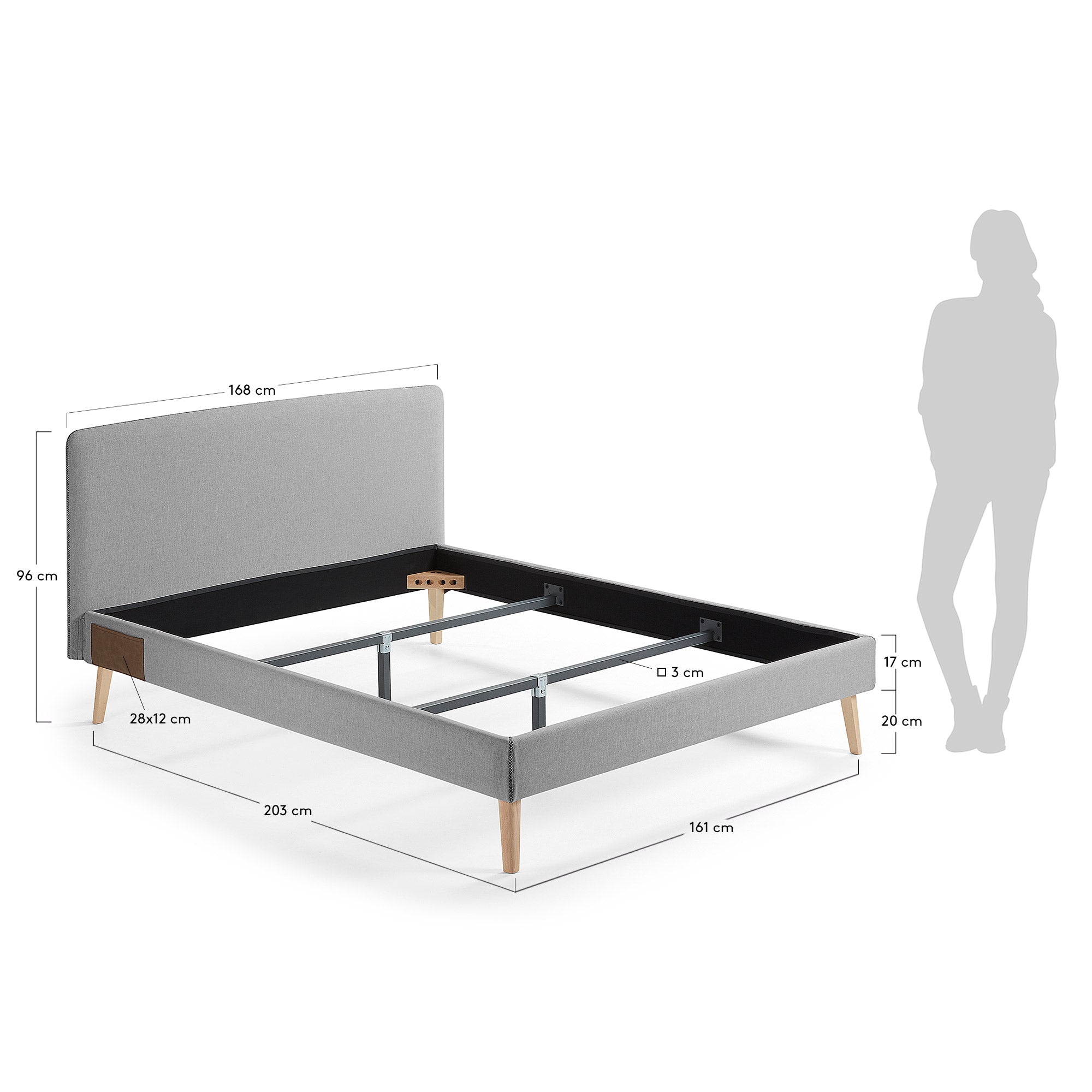 Dyla Bezug in Grau für Bett mit Matratzengrösse  von 150 x 190 cm in Grau präsentiert im Onlineshop von KAQTU Design AG. Zubehör Bett ist von Kave Home