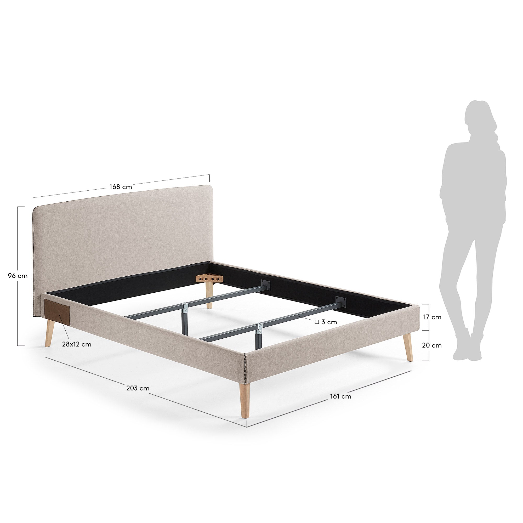 Dyla Bezug in Beige für Bett mit Matratzengrösse von 150 x 190 cm in Beige präsentiert im Onlineshop von KAQTU Design AG. Zubehör Bett ist von Kave Home